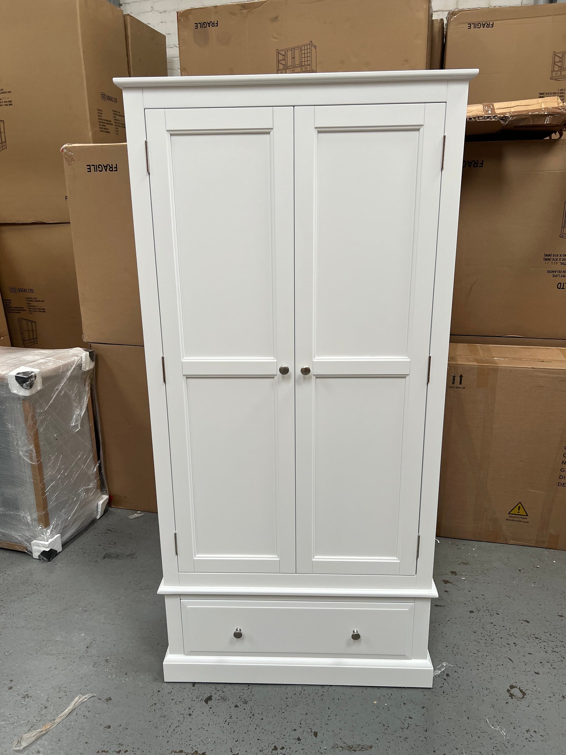 Pensham Pure White Narrow Double Wardrobe furniture delivered