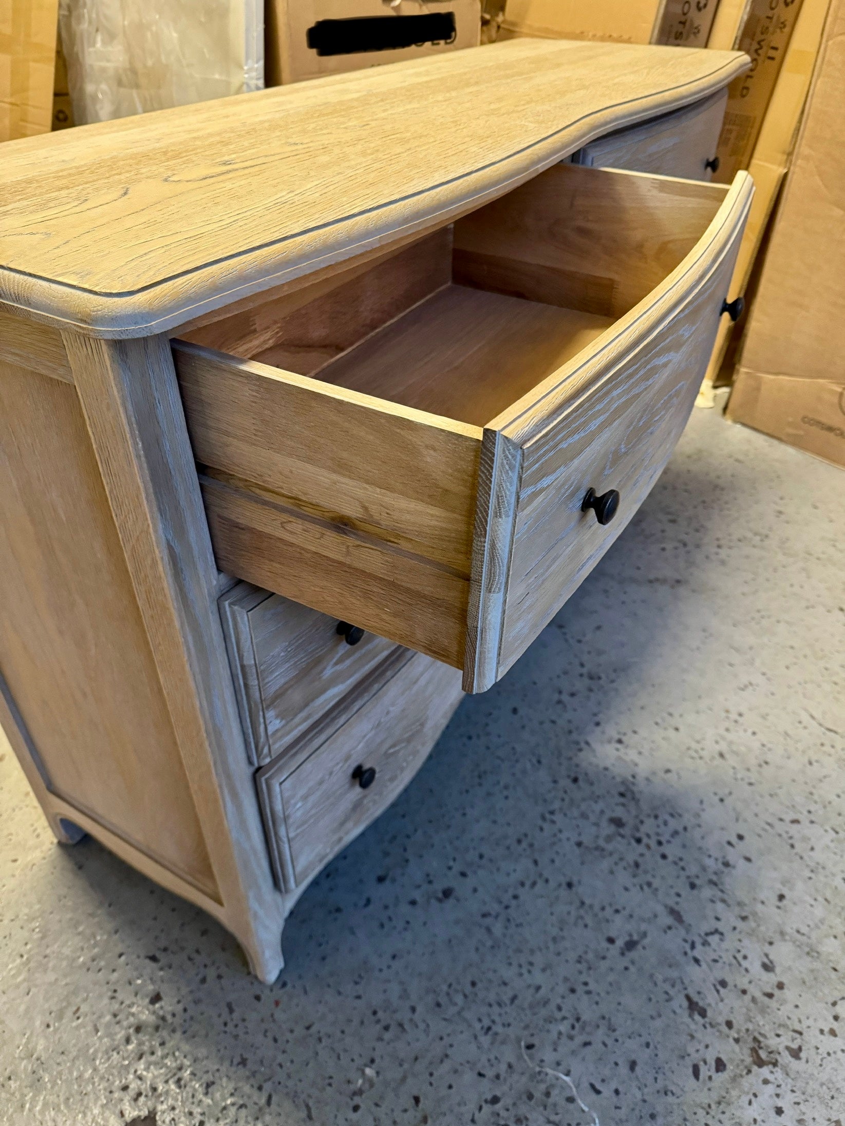 Camille Limewash Oak 6 Drawer Chest Quality Furniture Clearance Ltd