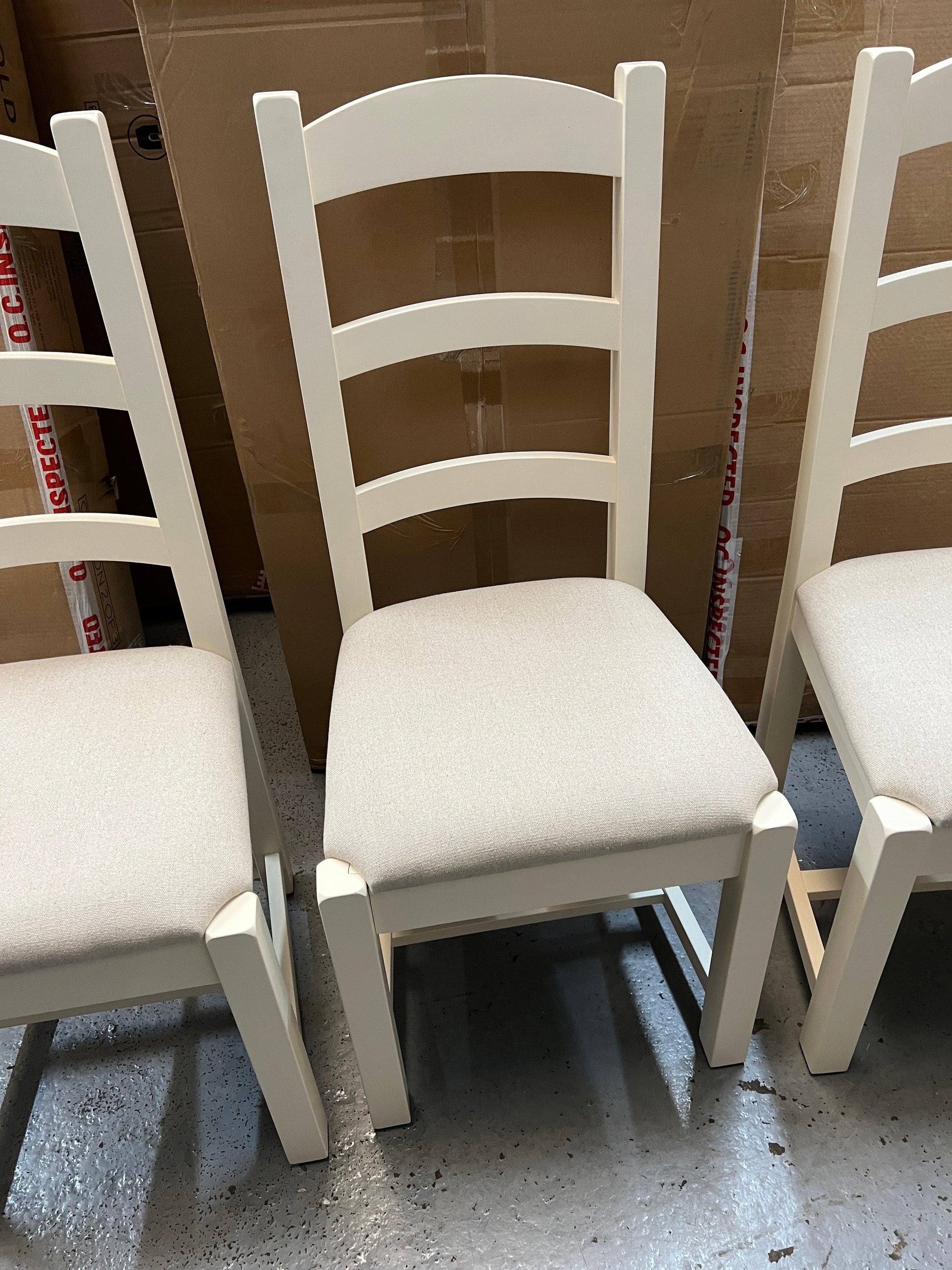 4 x SUSSEX COTSWOLD CREAM
Ladderback Chair Linen Seat Pad Quality Furniture Clearance Ltd