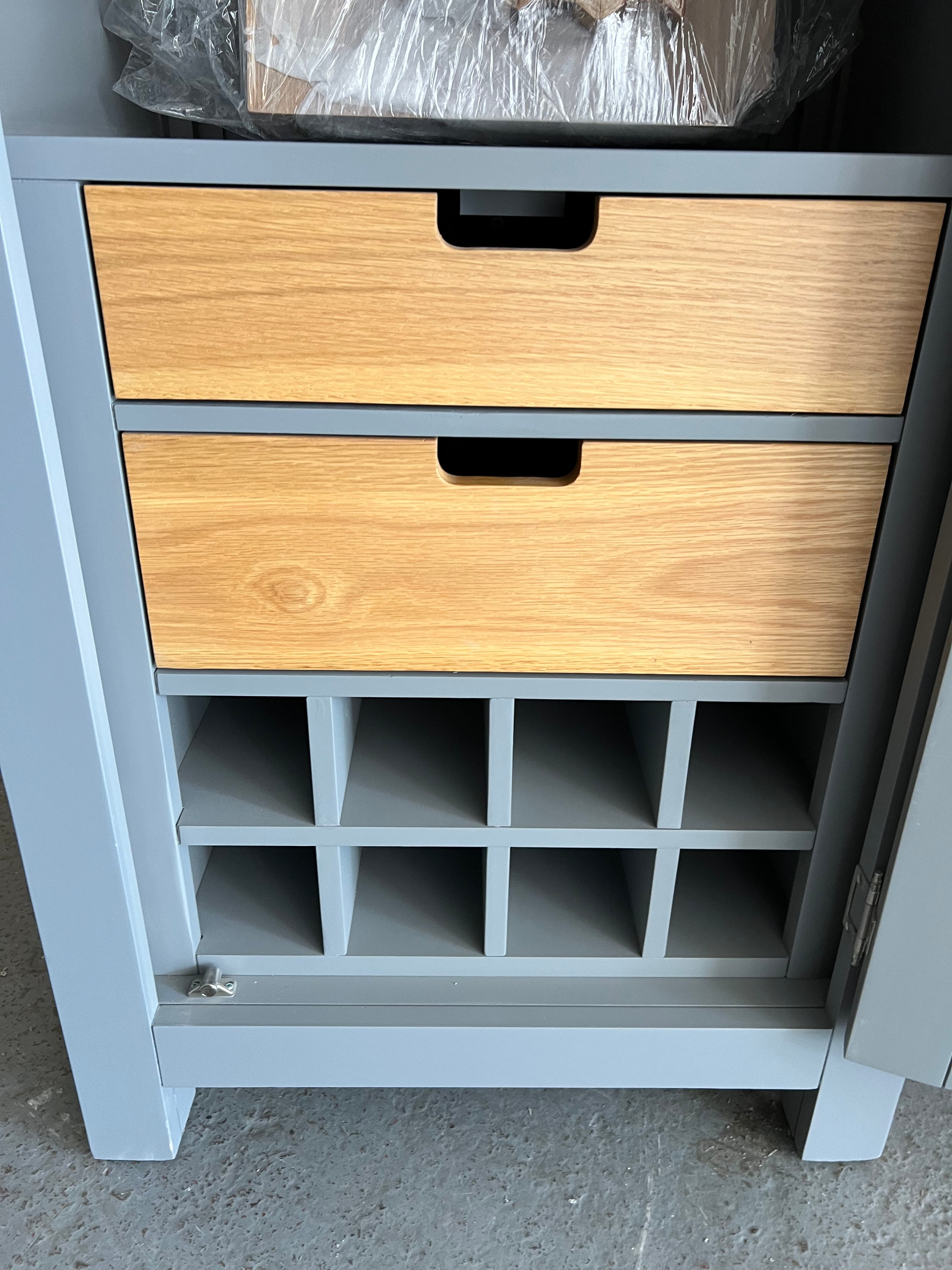 Sussex Storm Grey narrow larder Quality Furniture Clearance Ltd