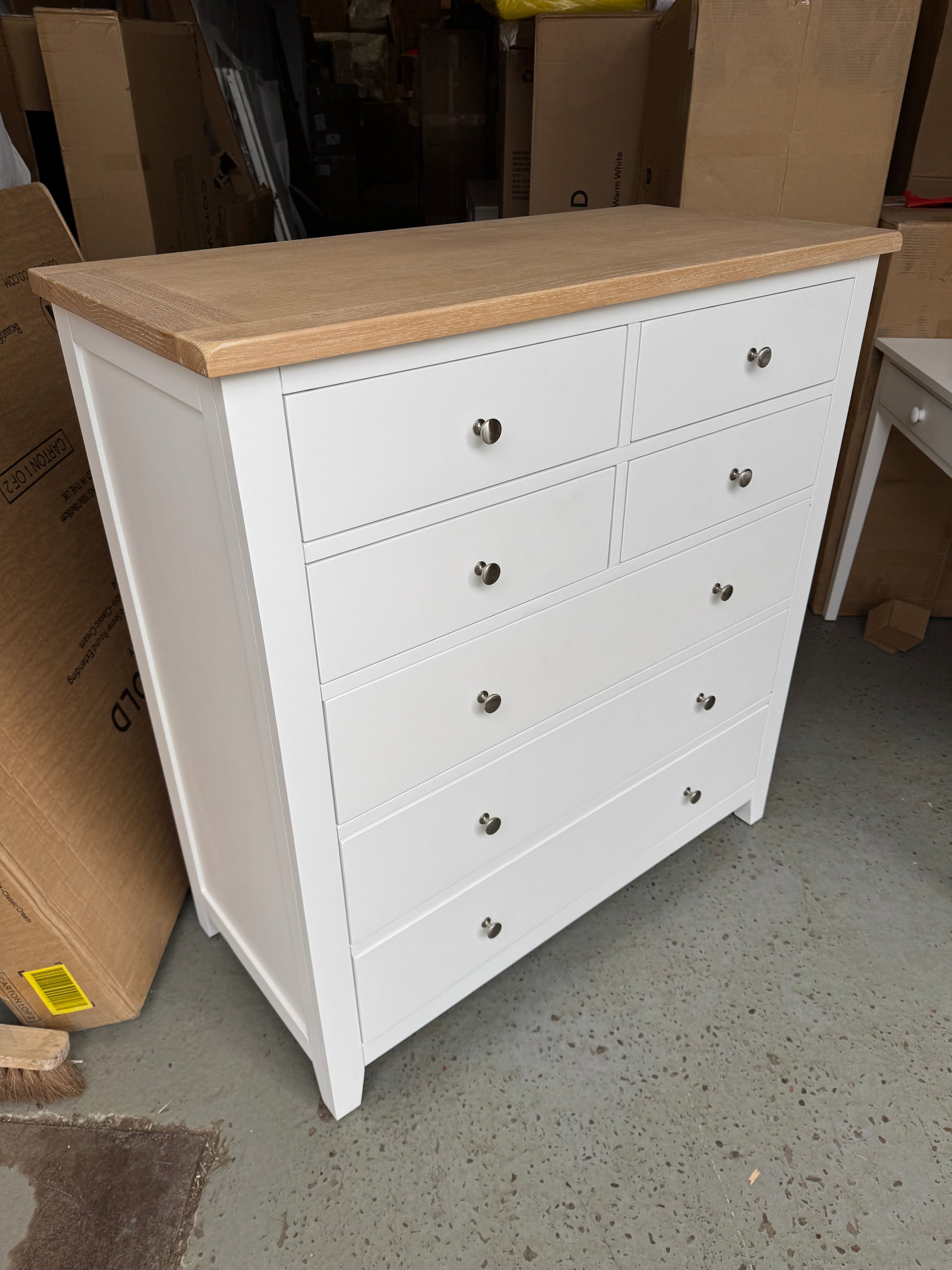 Chester Pure White 7 Drawer Chest Quality Furniture Clearance Ltd