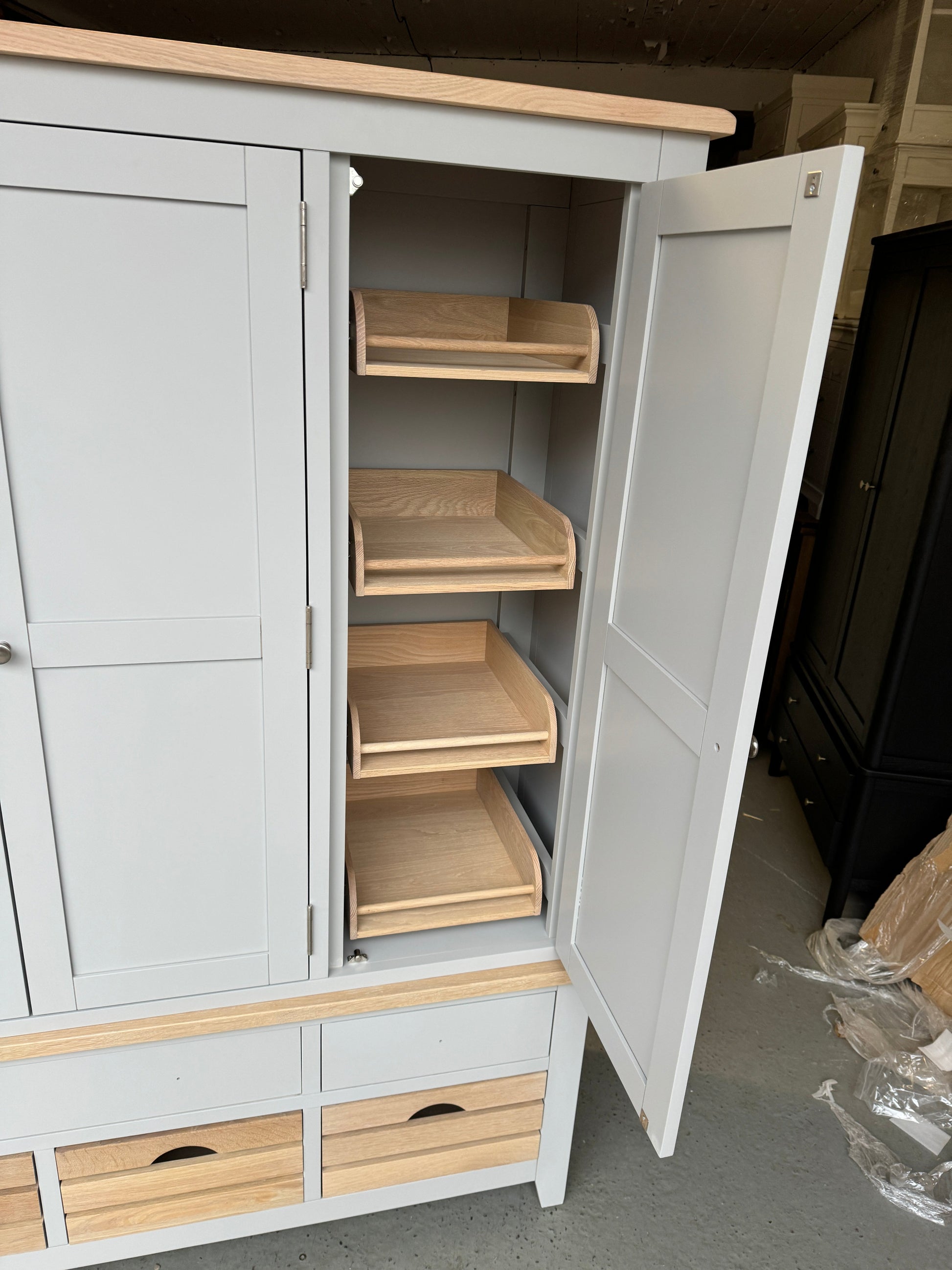 Chester Dove Grey Triple Larder Quality Furniture Clearance Ltd