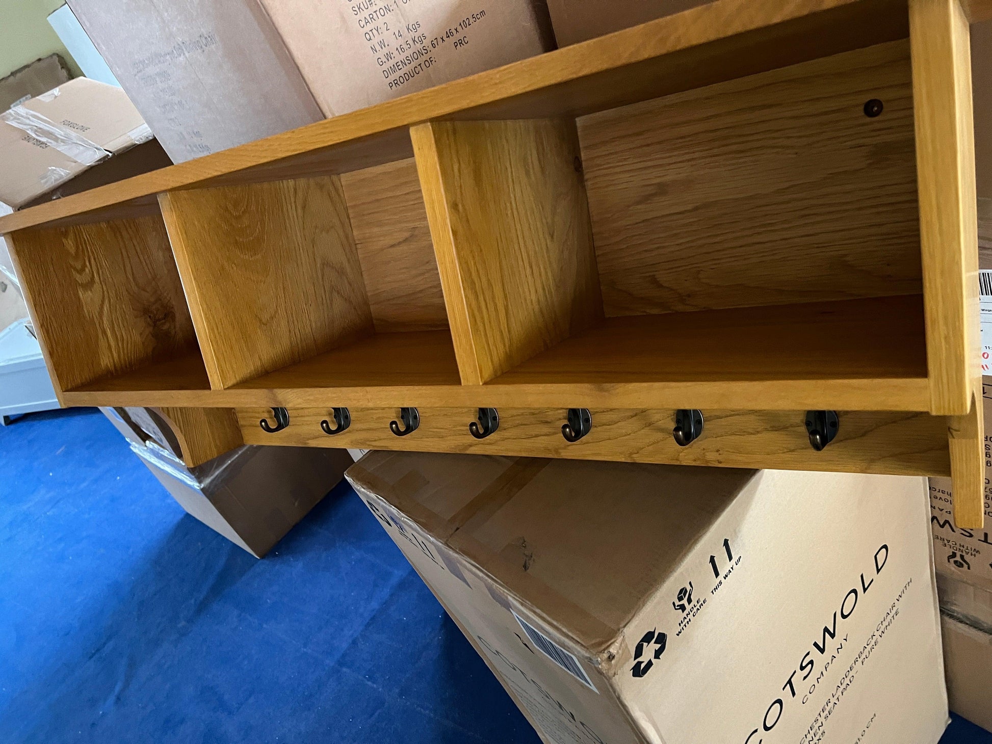 OAKLAND RUSTIC OAK
New Storage Shelf and Hooks Quality Furniture Clearance Ltd