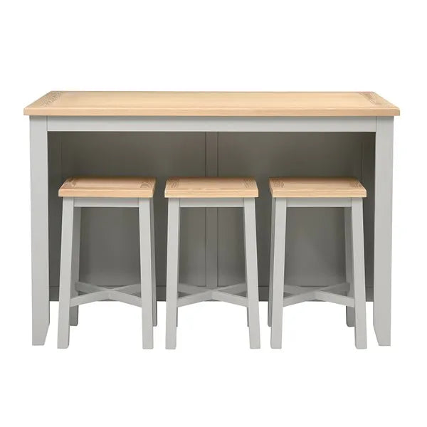 CHESTER DOVE GREY
Breakfast Bar Island and Stools Set Quality Furniture Clearance Ltd