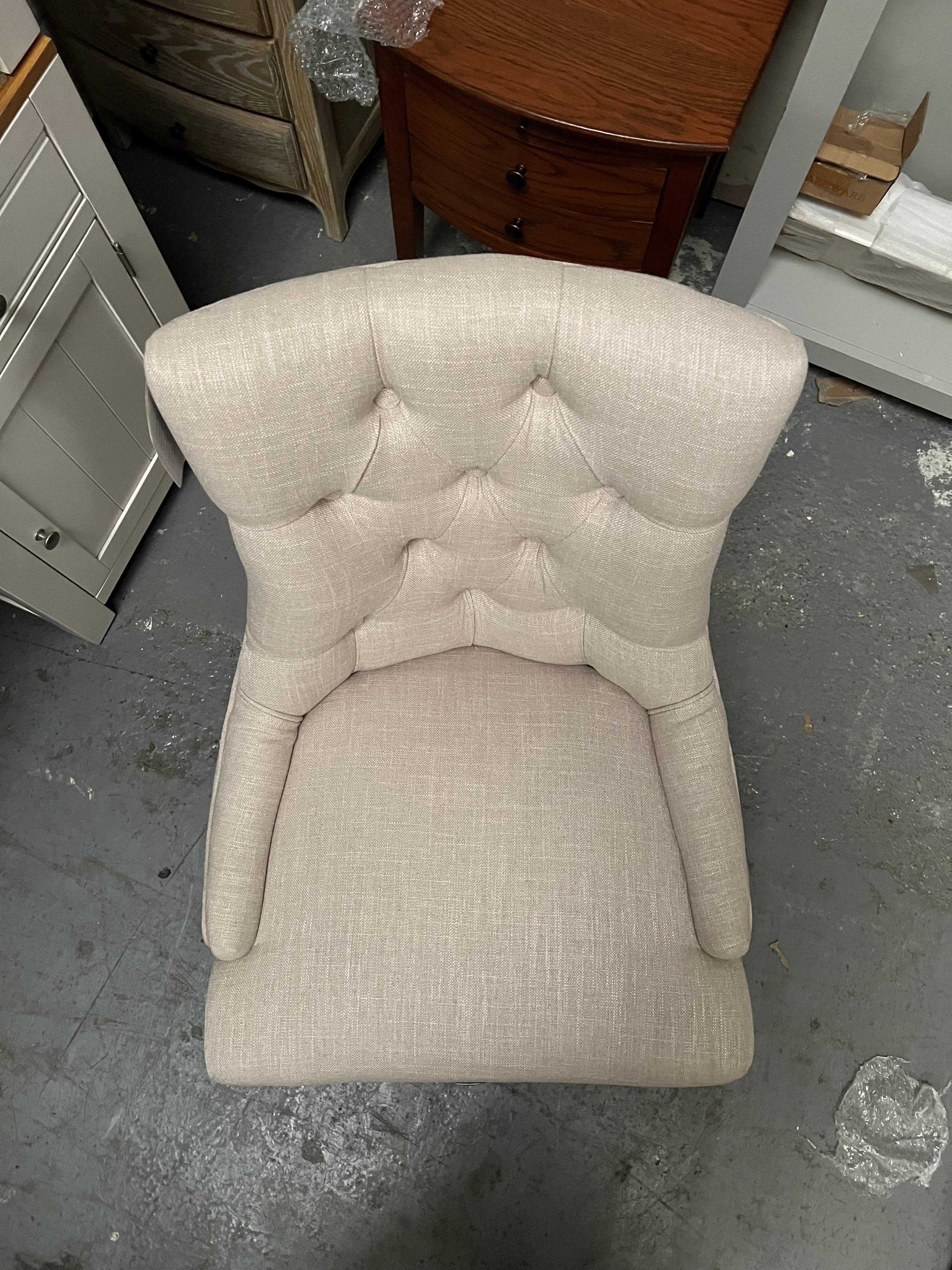 Upholstered Office Chair - Stone Linen Quality Furniture Clearance Ltd