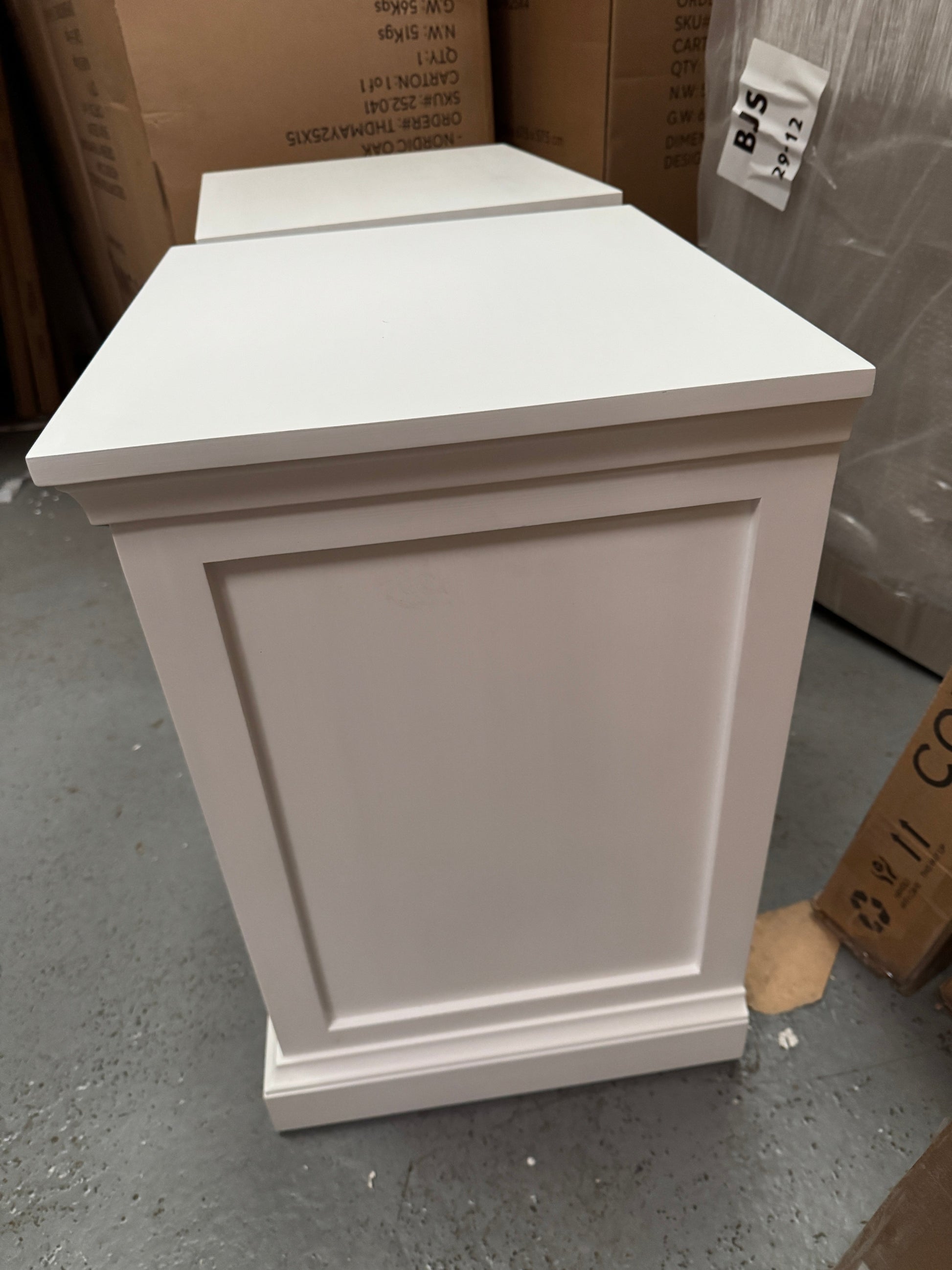 Set of 2 FAIRFORD WARM WHITE 3 Drawer Bedside Table Quality Furniture Clearance Ltd