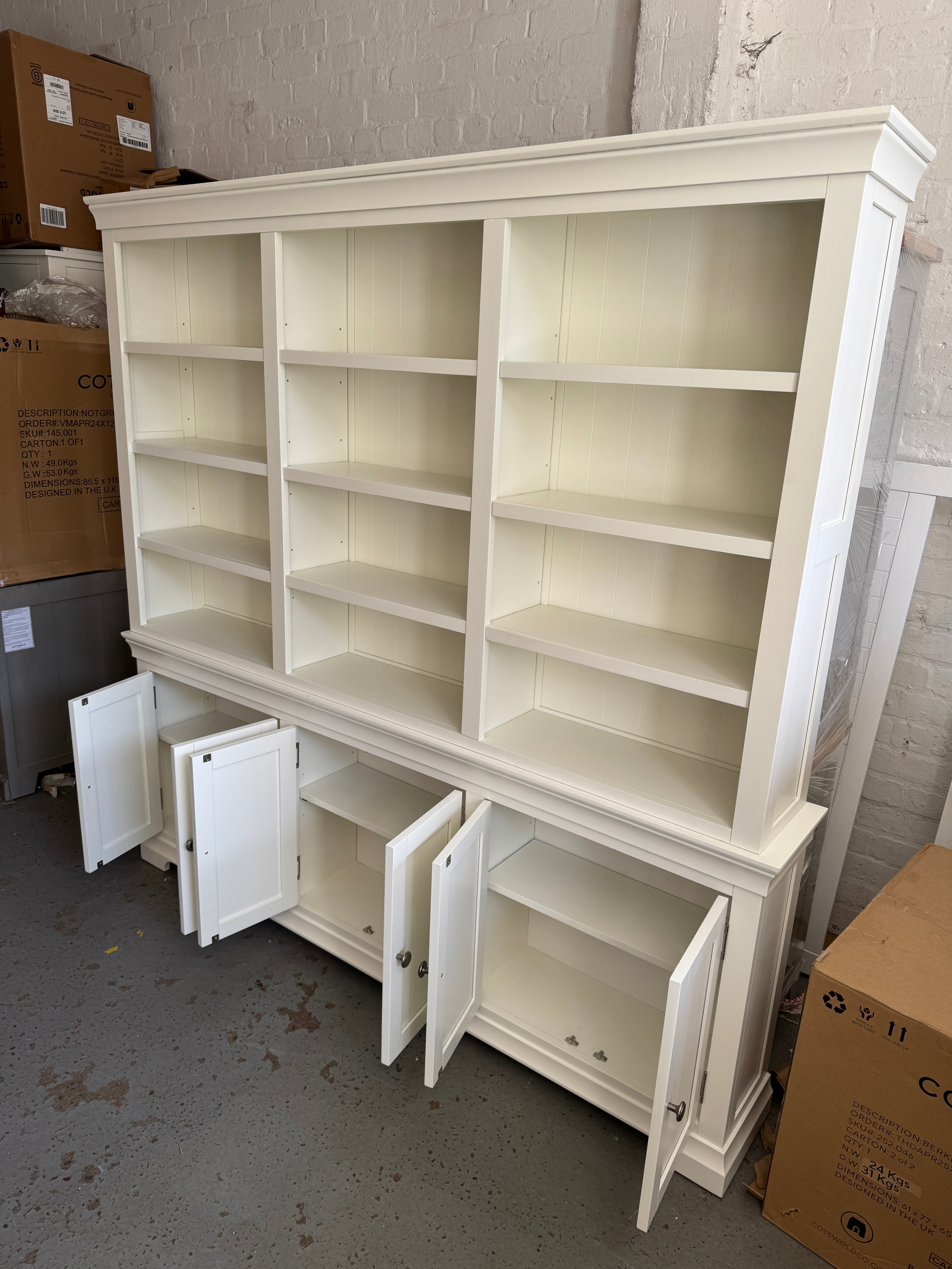 Chantilly Warm White Grand Bookcase Quality Furniture Clearance Ltd