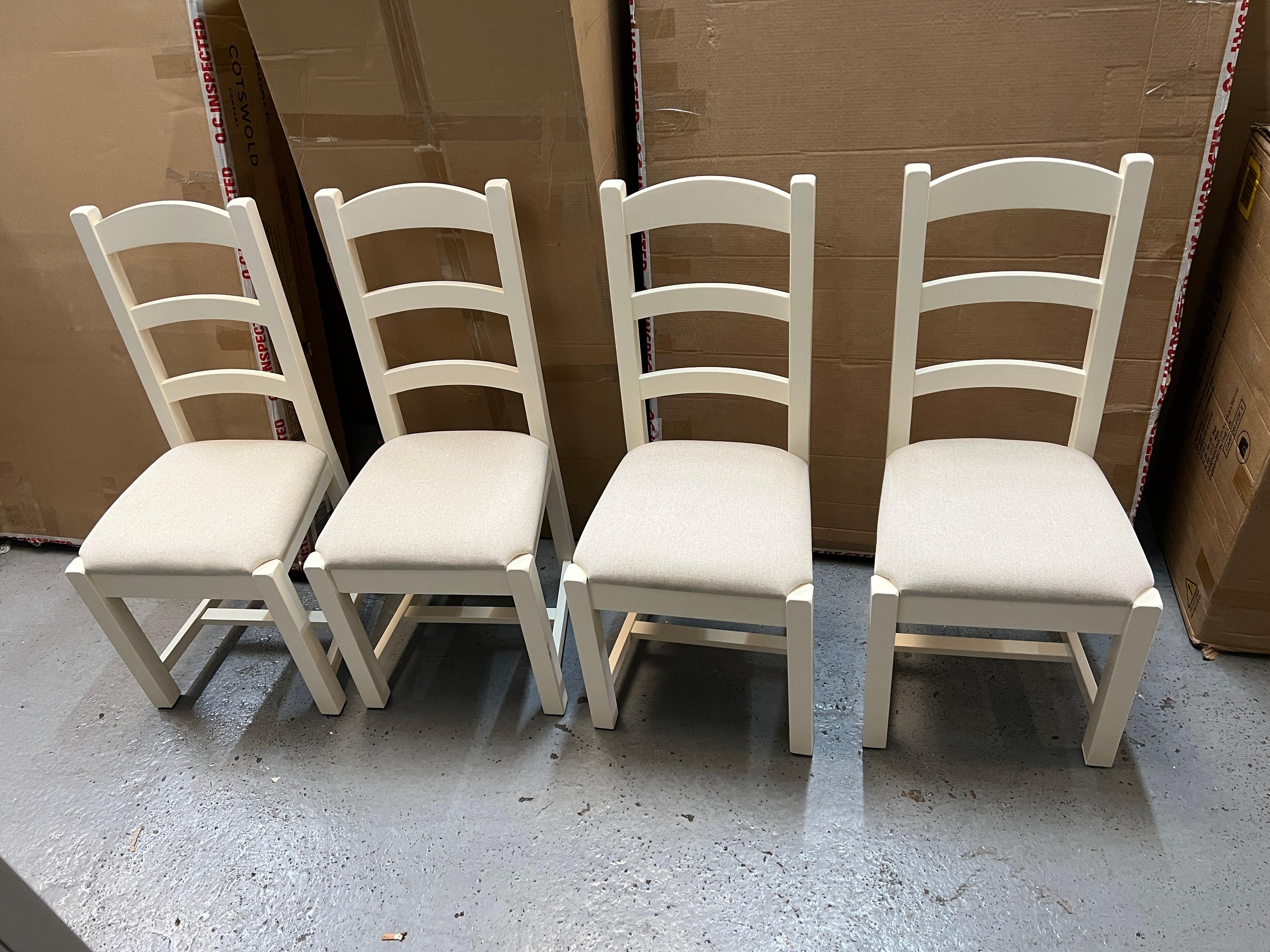 4 x SUSSEX COTSWOLD CREAM
Ladderback Chair Linen Seat Pad Quality Furniture Clearance Ltd