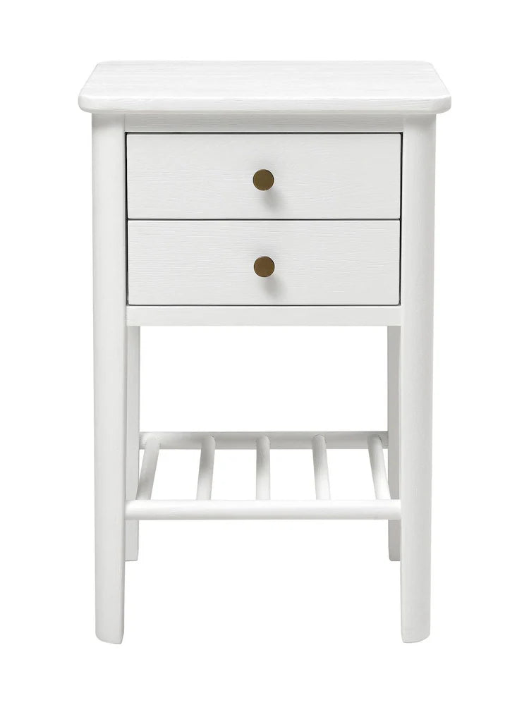 BERKELEY WHITE OAK 2 Drawer Bedside Table Quality Furniture Clearance Ltd