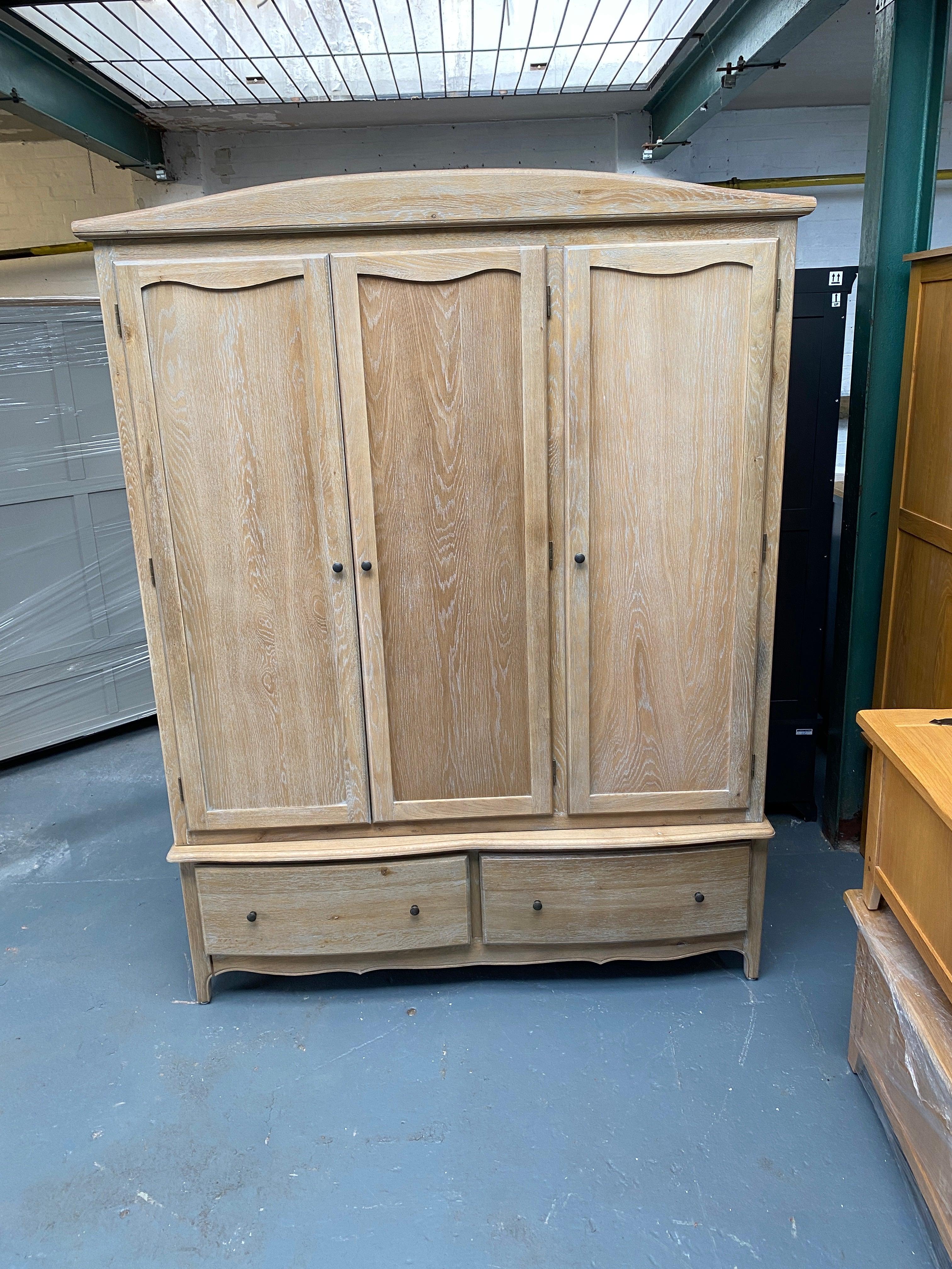 Camille Limewash Oak Triple Wardrobe furniture delivered