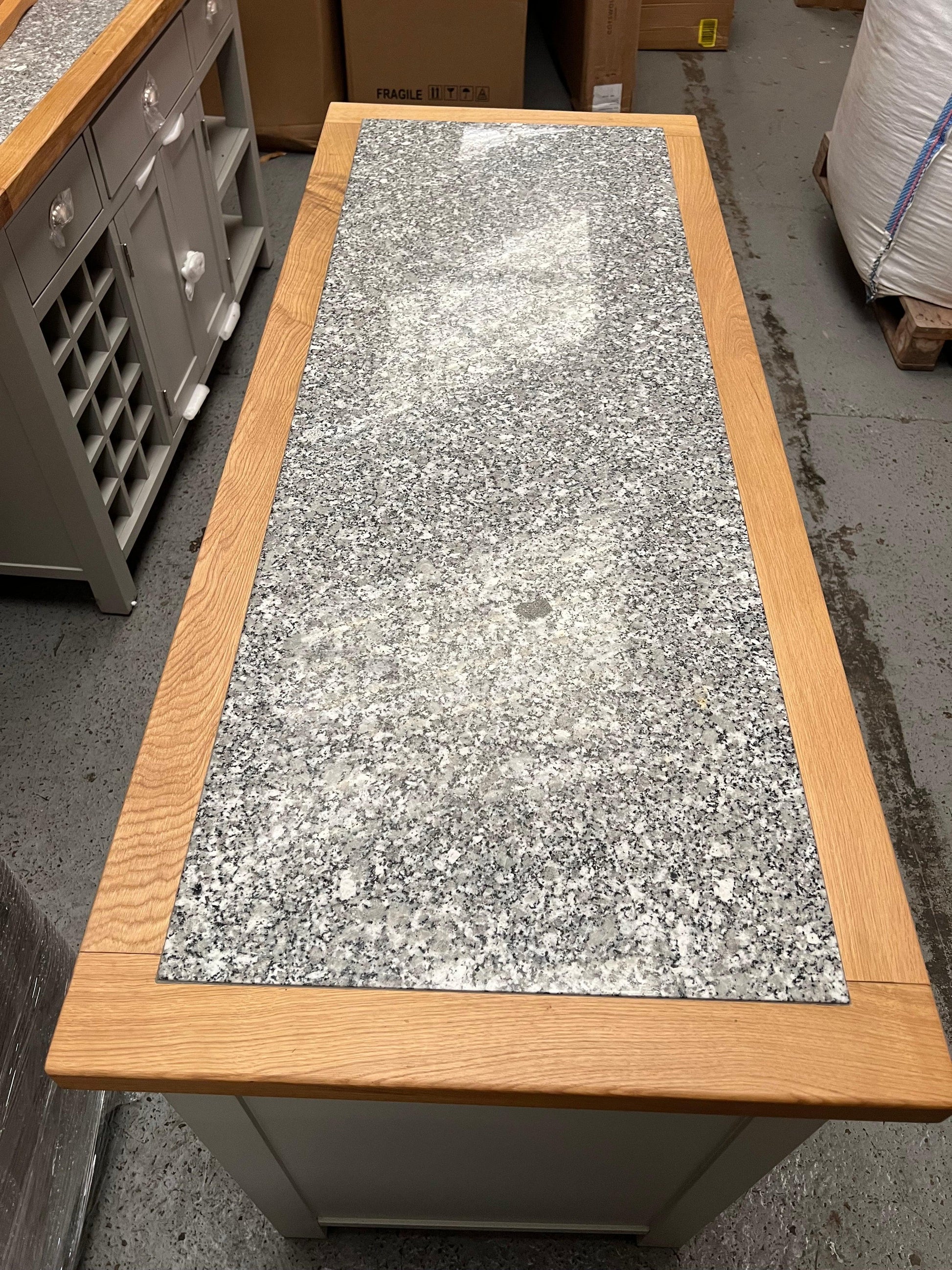 Hampshire ‘Country Life’ kitchen Island With Wine Rack - Pale Green Quality Furniture Clearance Ltd