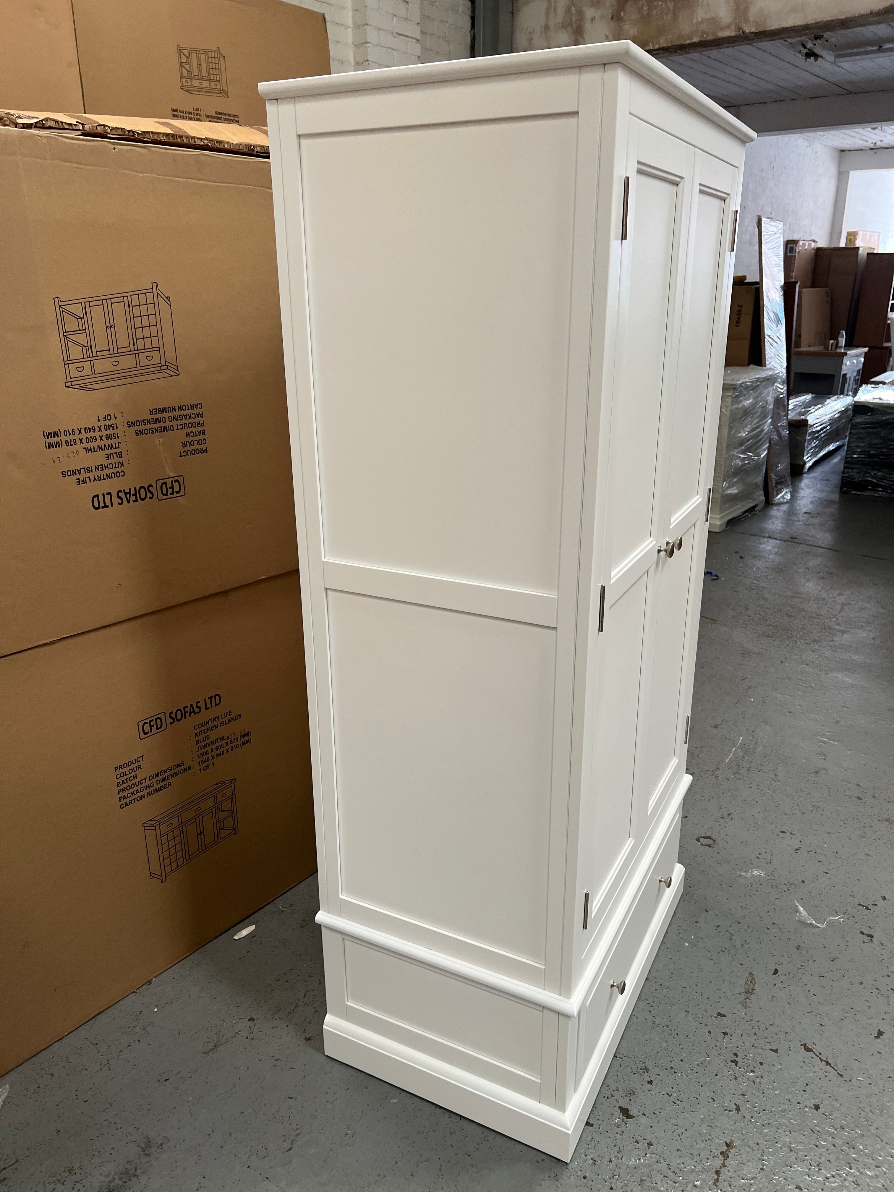 Pensham Pure White Narrow Double Wardrobe furniture delivered