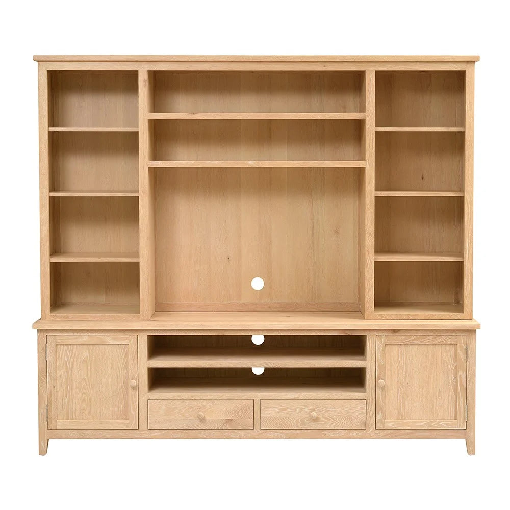 Inglesham Whitewash Oak TV and Media Storage Unit Quality Furniture Clearance Ltd