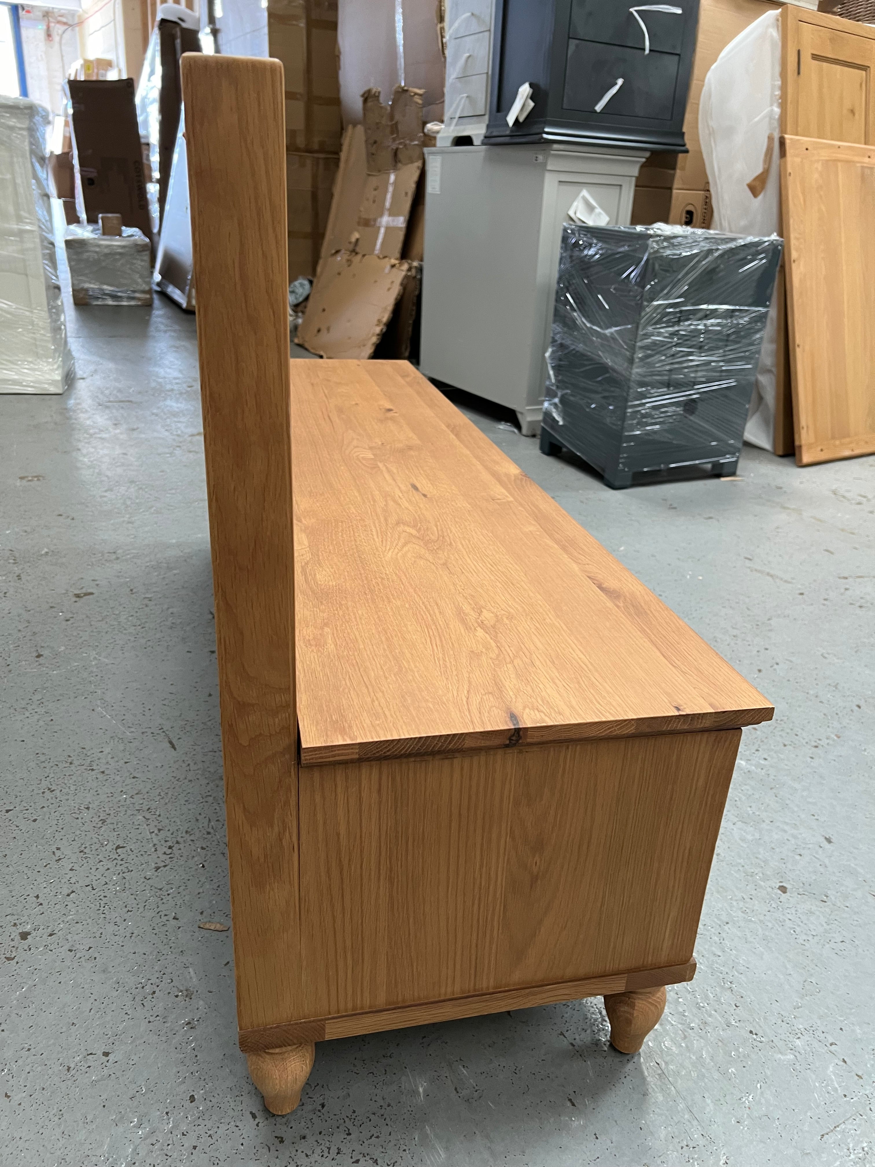 Elkstone Mellow Oak Monks Bench with Storage Quality Furniture Clearance Ltd