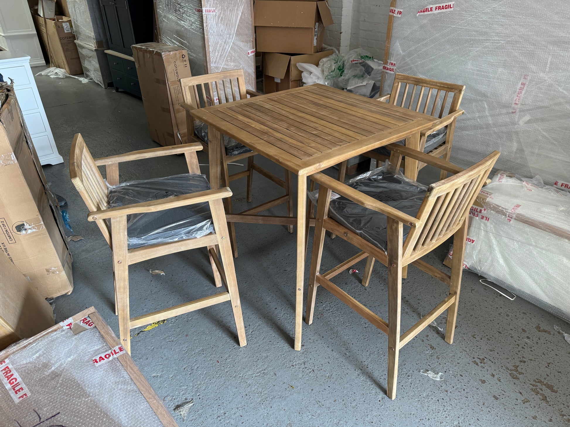 Stroud - 5 pes high bar set - Natural Finish Quality Furniture Clearance Ltd