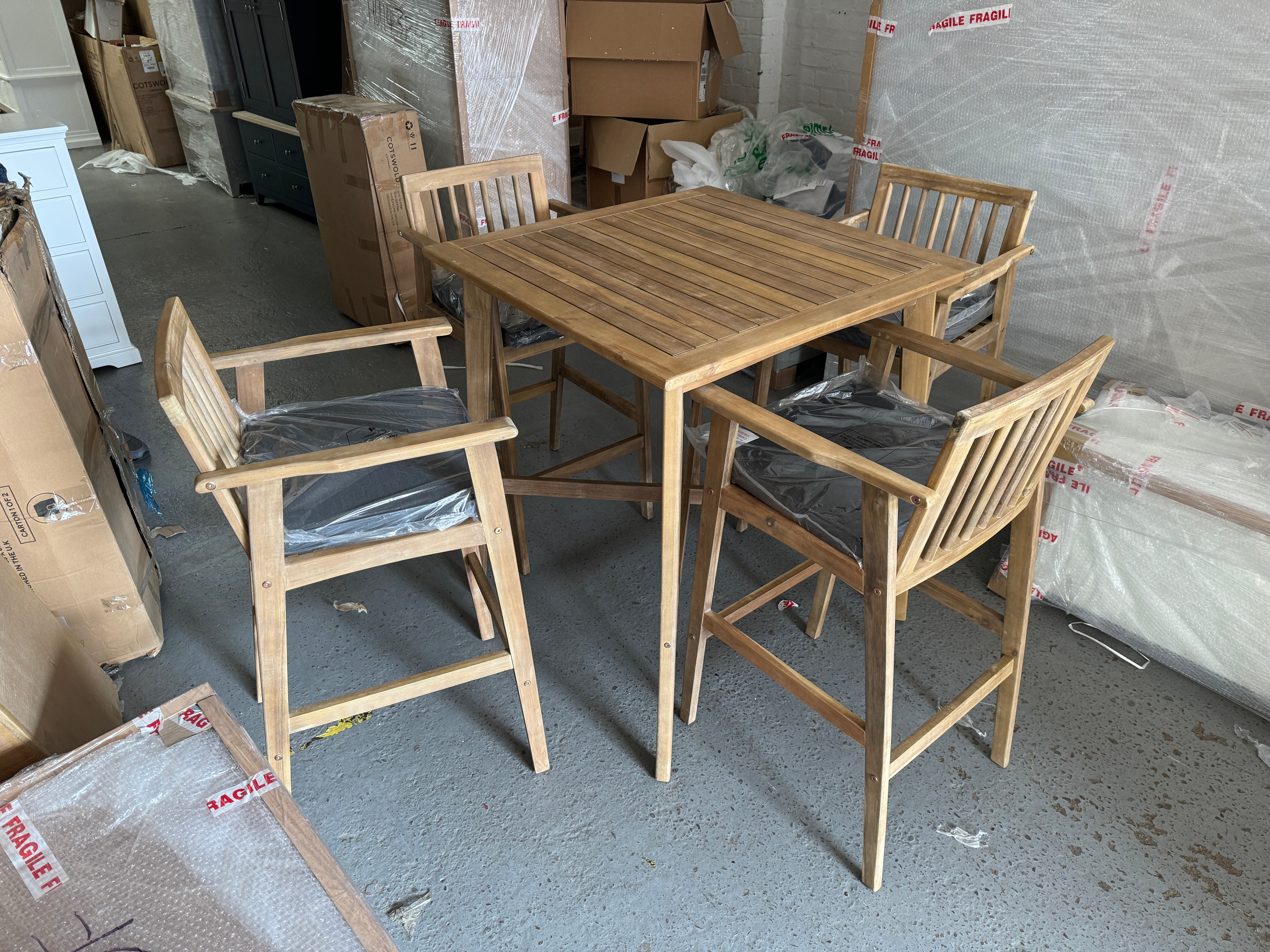 Stroud - 5 pes high bar set - Natural Finish Quality Furniture Clearance Ltd