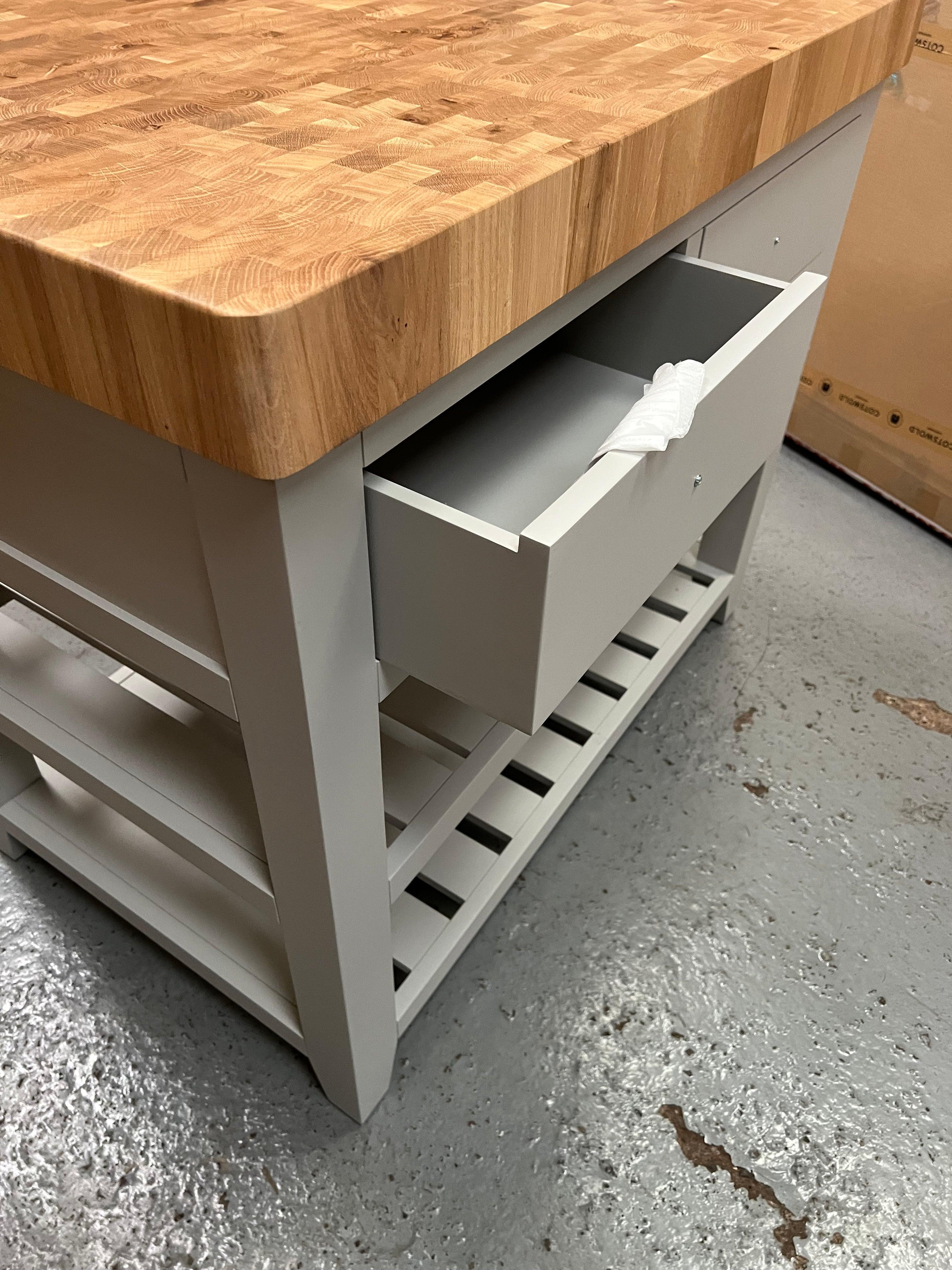 CHESTER DOVE GREY Butcher Block Island Quality Furniture Clearance Ltd