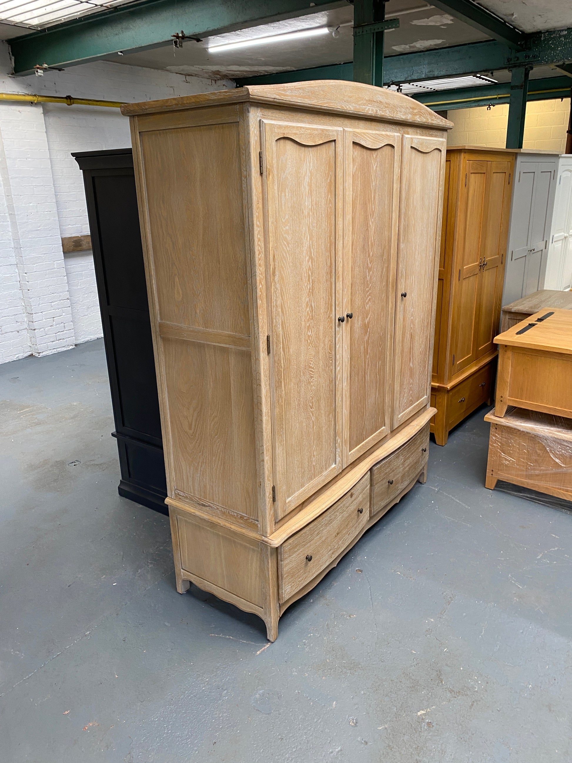 Camille Limewash Oak Triple Wardrobe furniture delivered