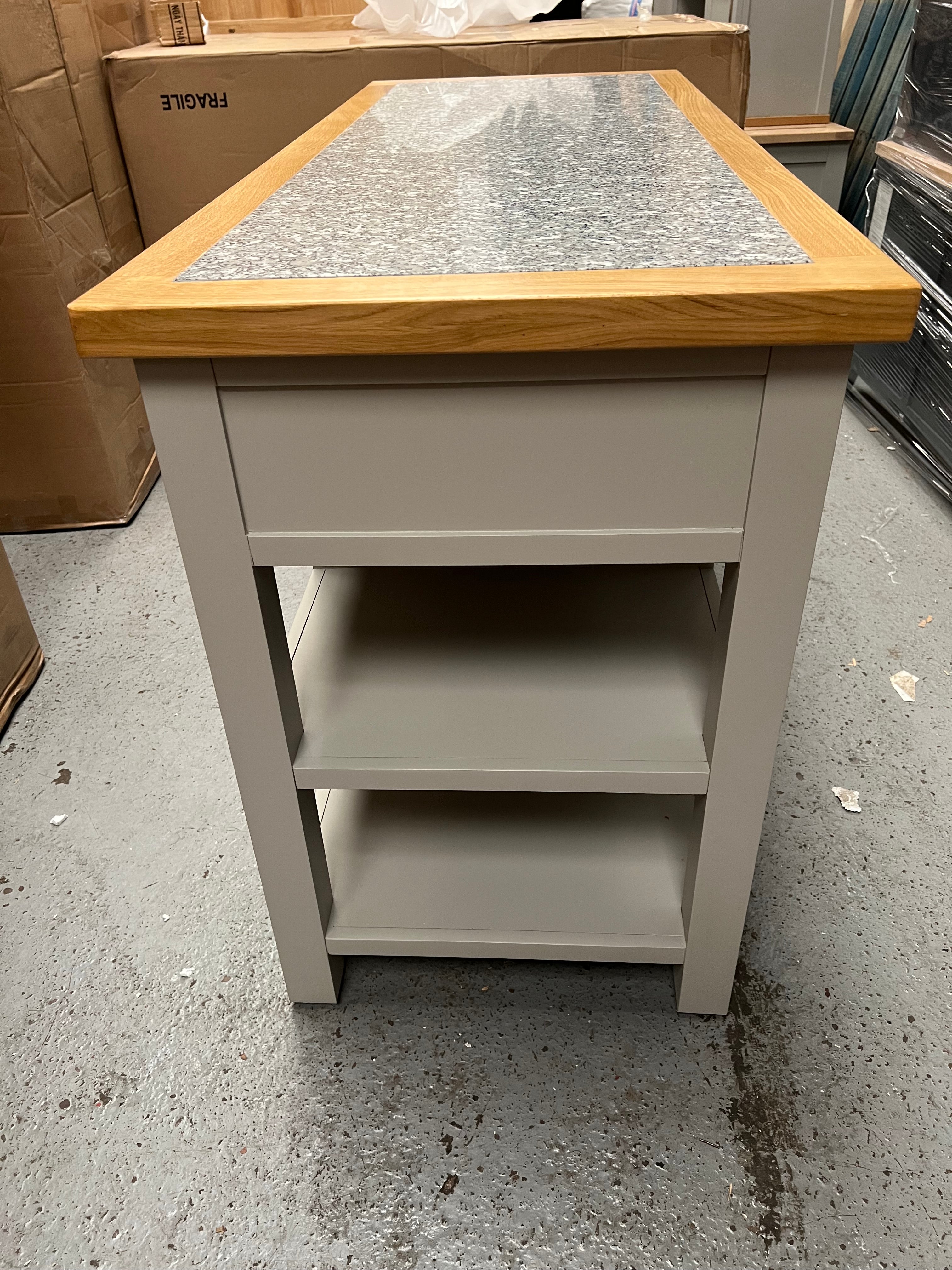 Hampshire ‘Country Life’ kitchen Island With Wine Rack - Grey Quality Furniture Clearance Ltd