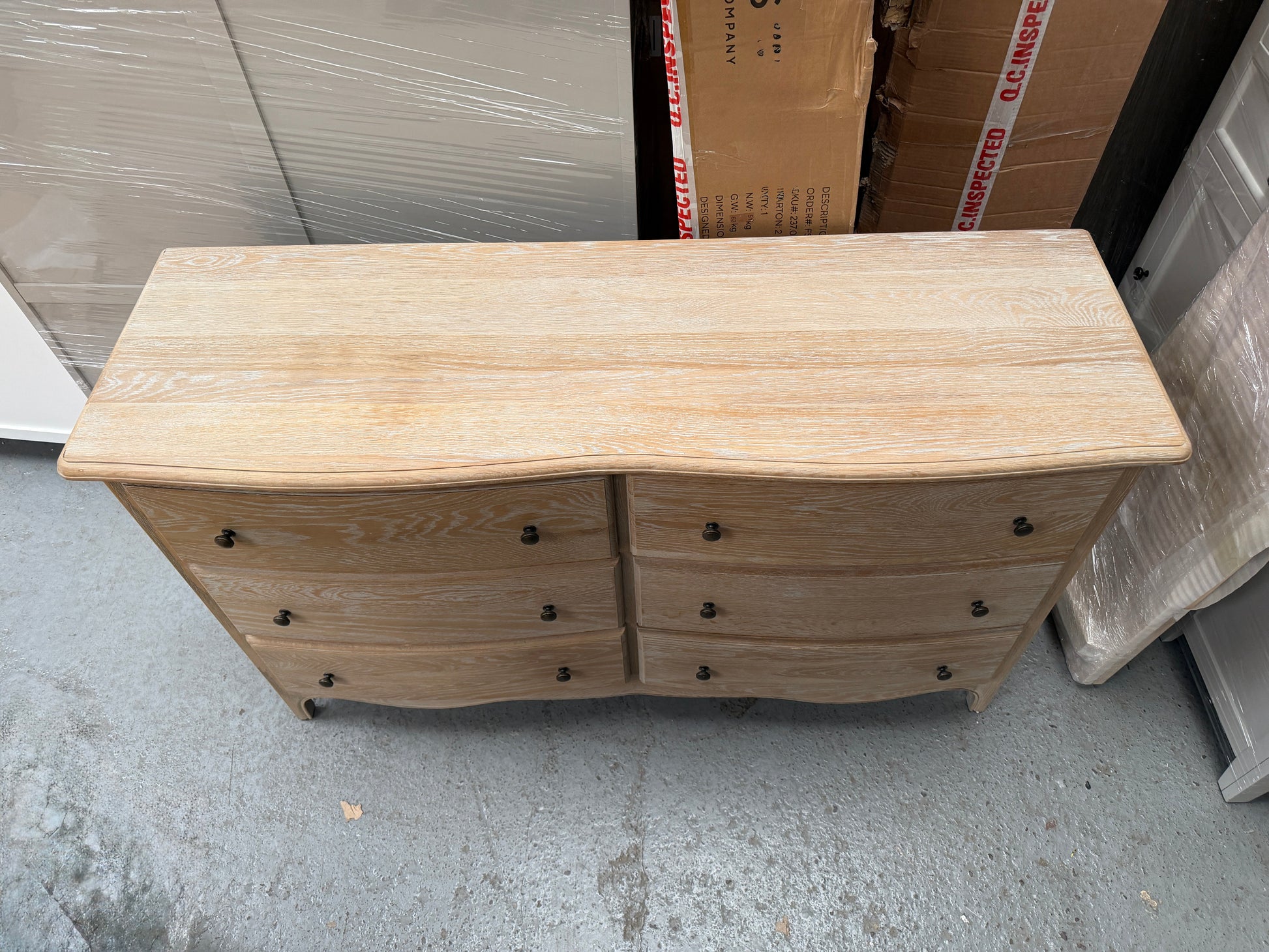 Camille Limewash Oak 6 Drawer Chest Quality Furniture Clearance Ltd