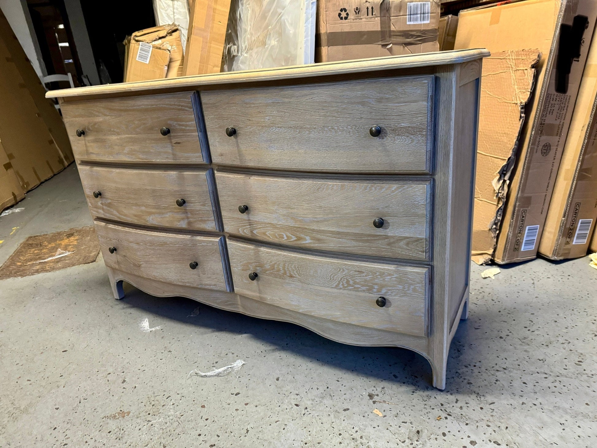 Camille Limewash Oak 6 Drawer Chest Quality Furniture Clearance Ltd