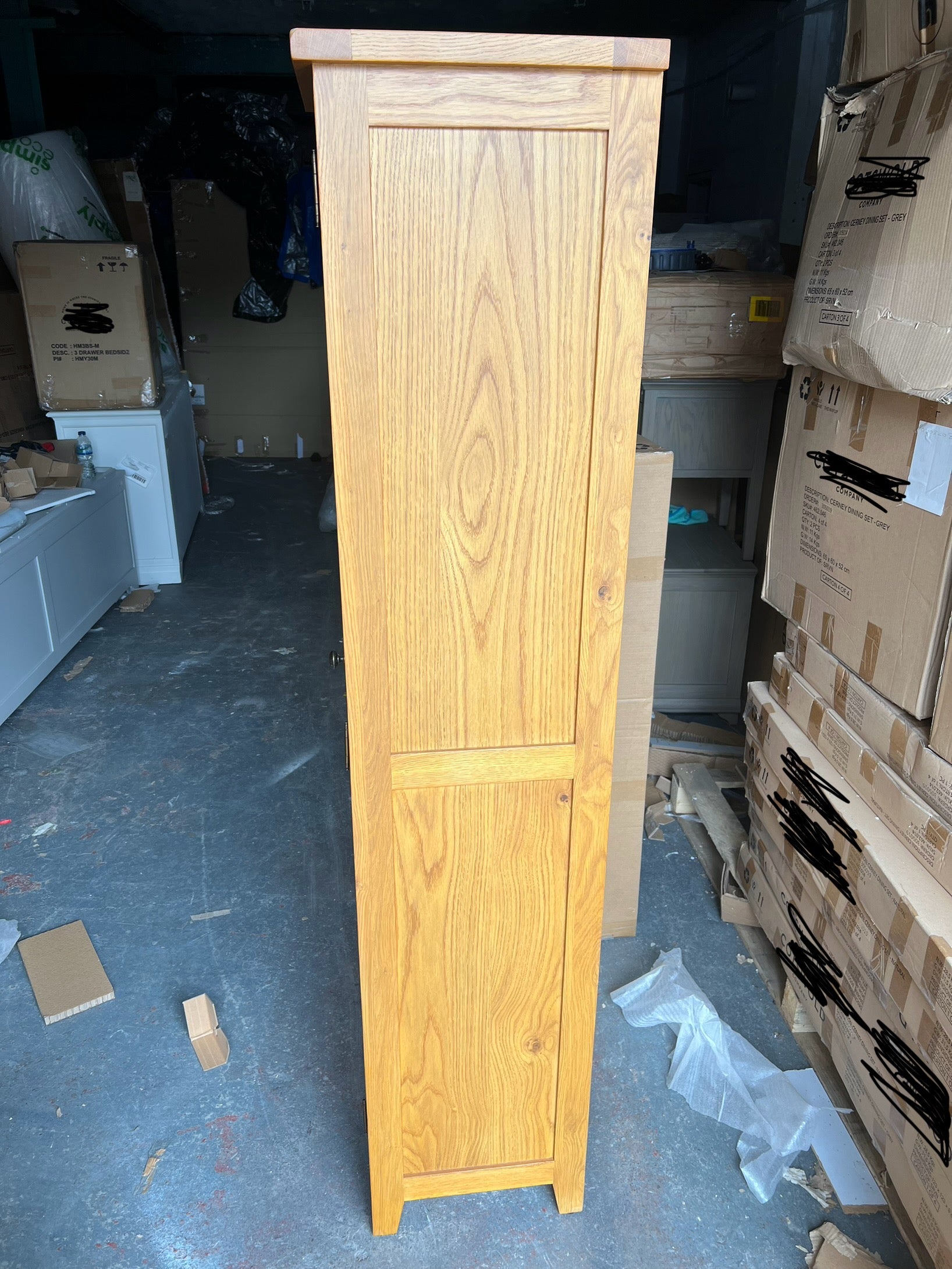 Oakland Rustic Oak Tall Shoe Cupboard Quality Furniture Clearance Ltd