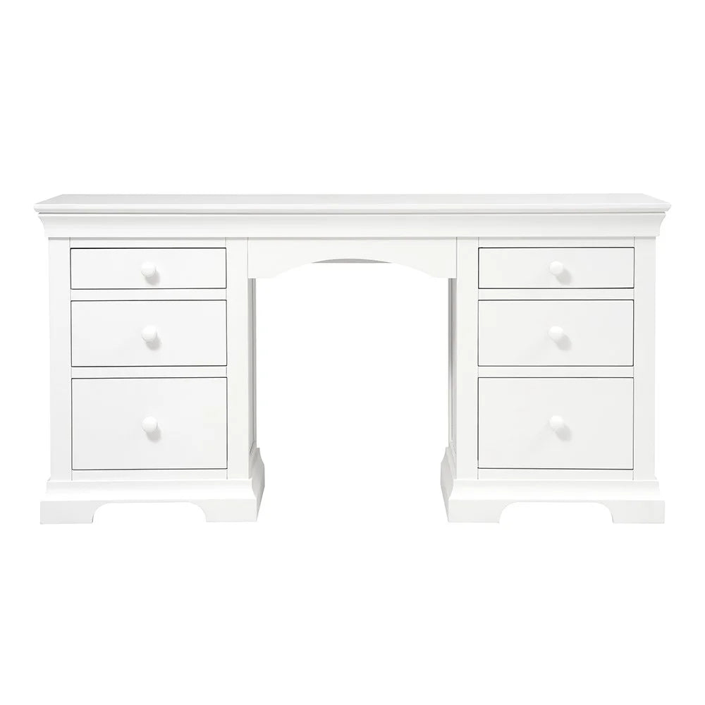 Chantilly Warm White Double Pedestal Dressing Table. furniture delivered