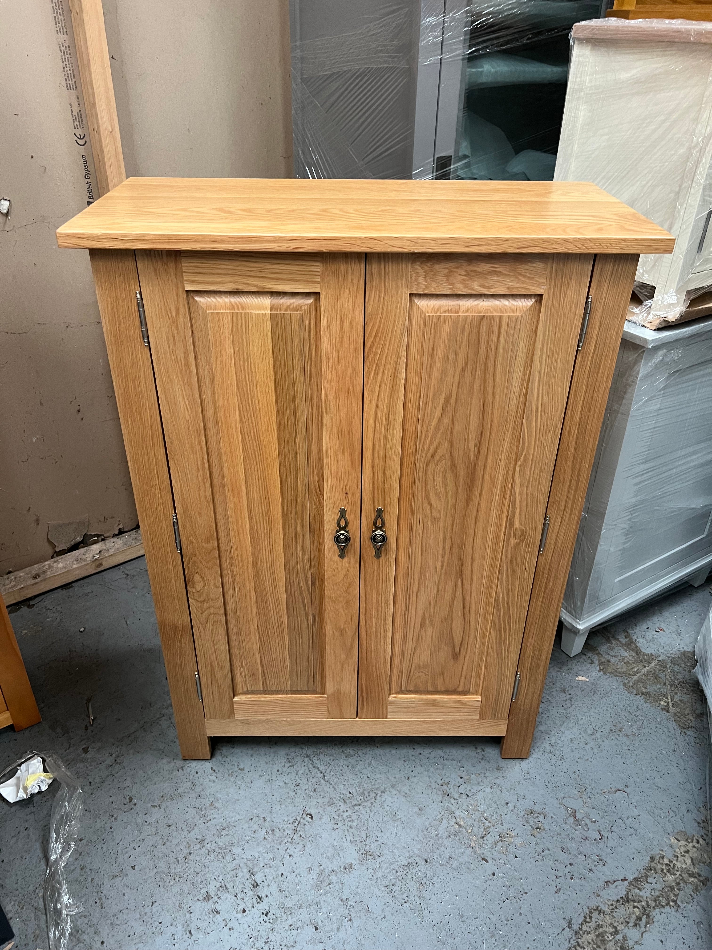 Oakland rustic oak large shoe cupboard Quality Furniture Clearance Ltd