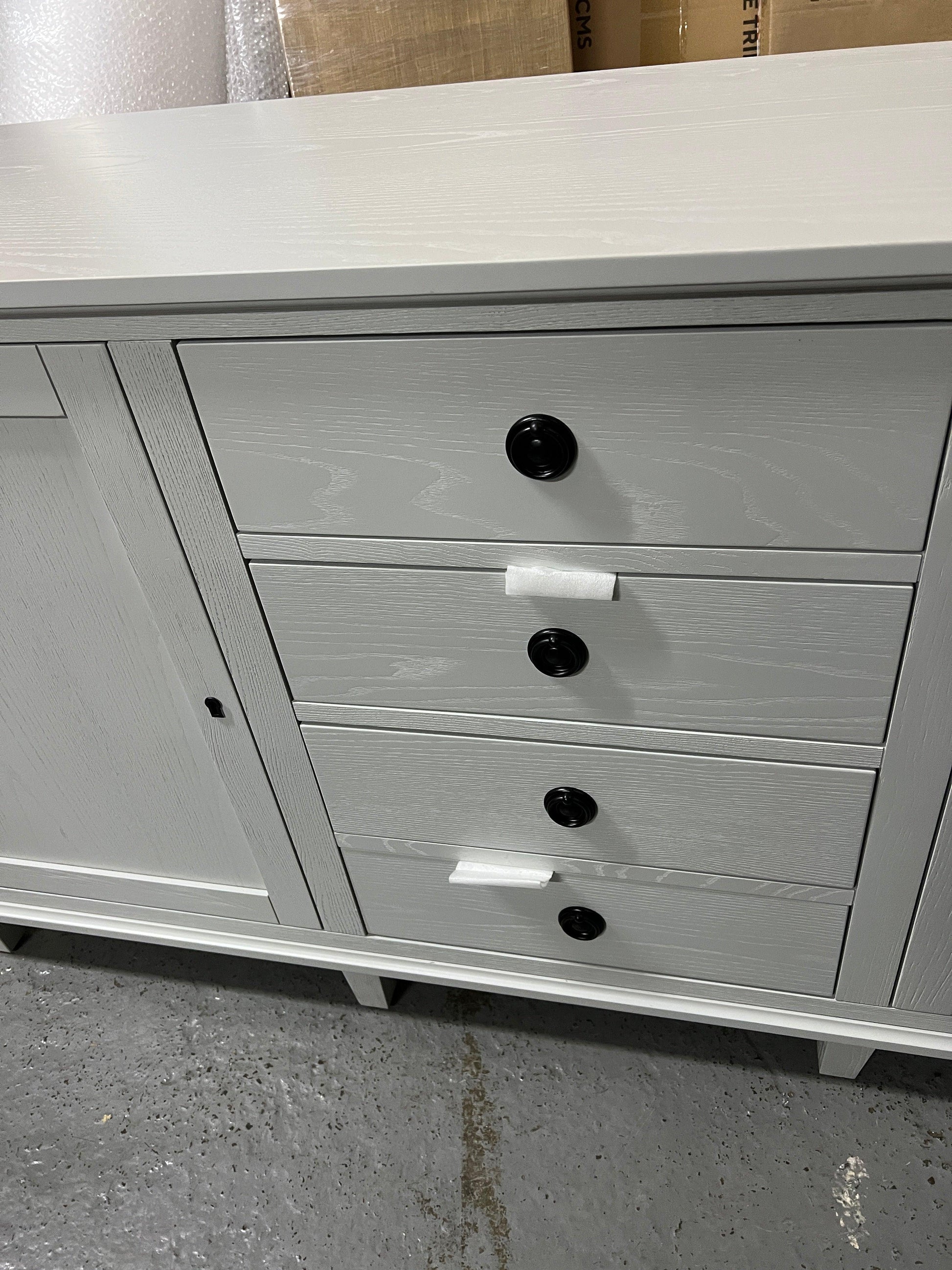 Charlbury Mineral Grey Large Sideboard With Drawers Quality Furniture Clearance Ltd