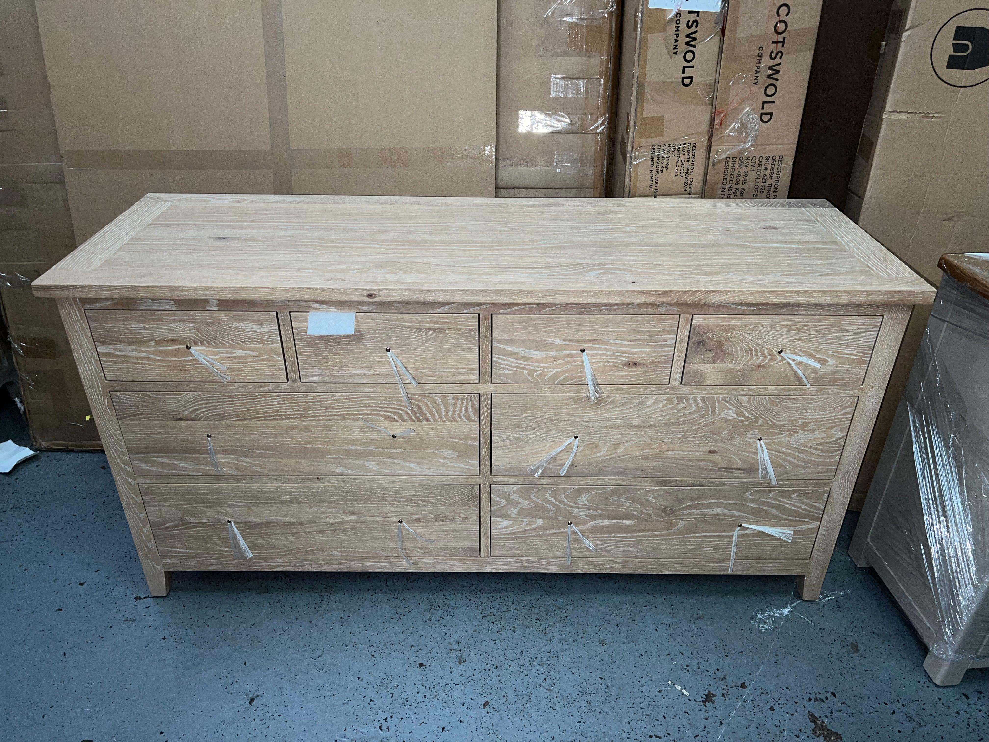 INGLESHAM WHITEWASH OAK
8 Drawer Wide Chest Quality Furniture Clearance Ltd