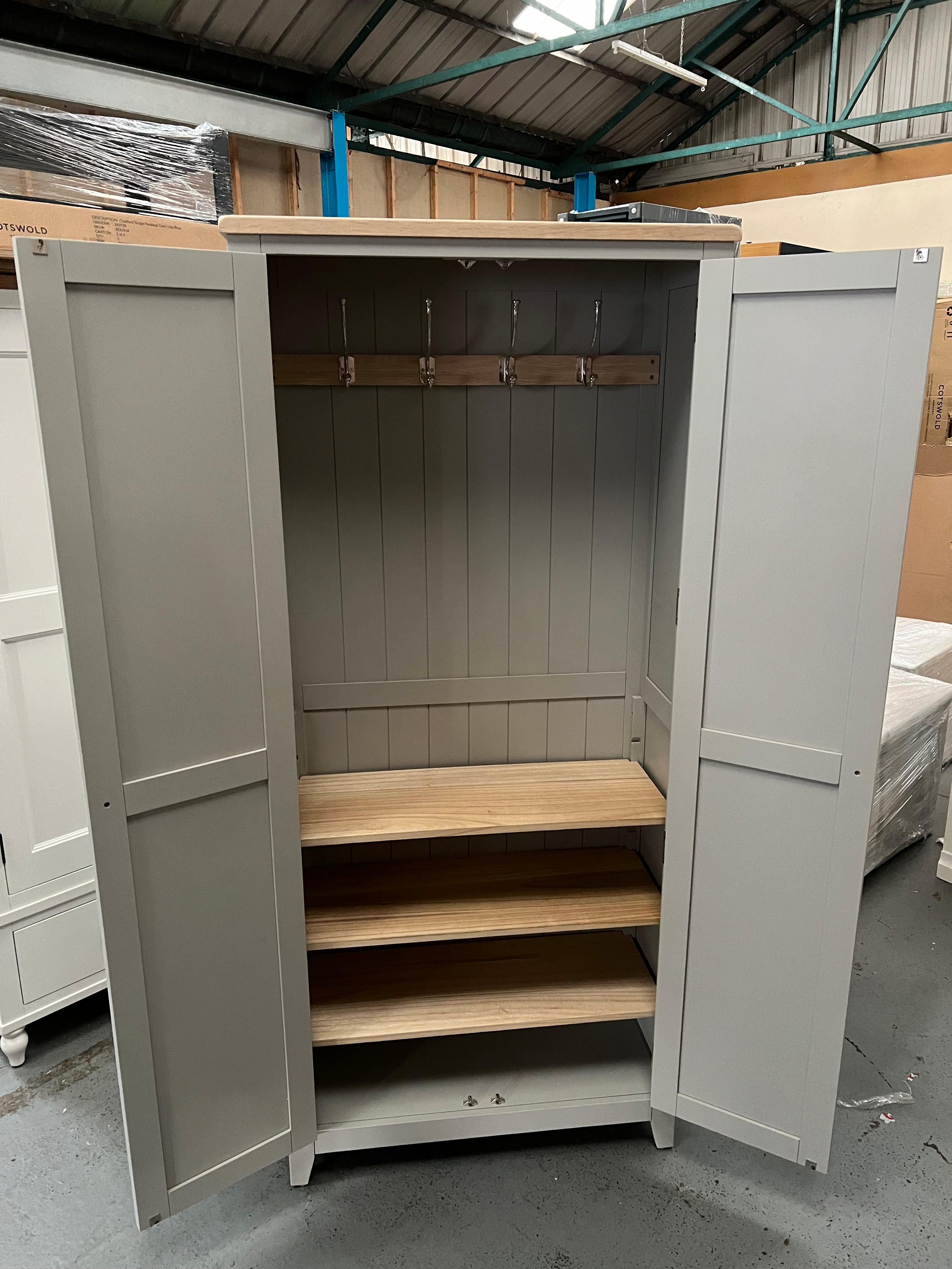 Chester Dove Grey 2 Door Hallway Cloakroom furniture delivered