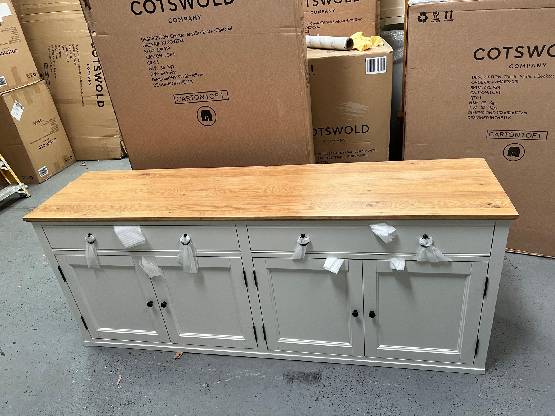 Elkstone Pale Grey Extra Large Sideboard Quality Furniture Clearance Ltd