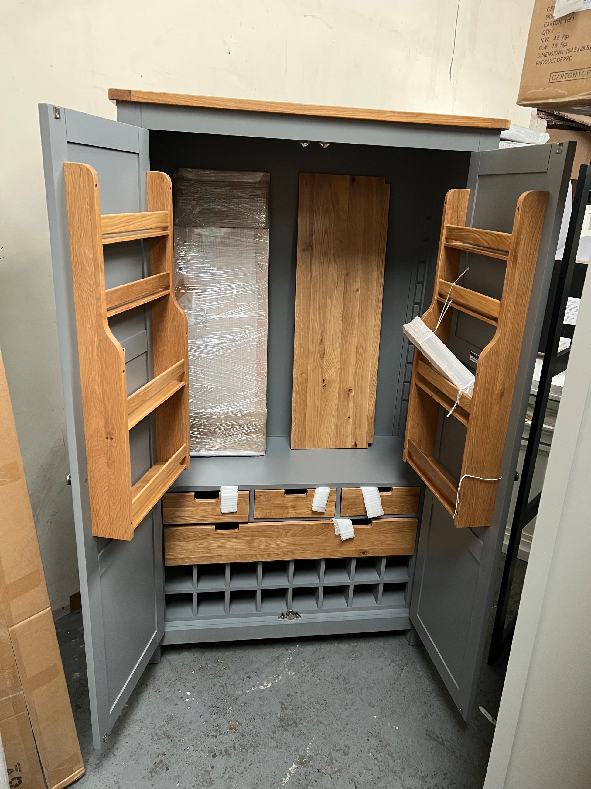 Sussex Storm Grey Double Larder. furniture delivered