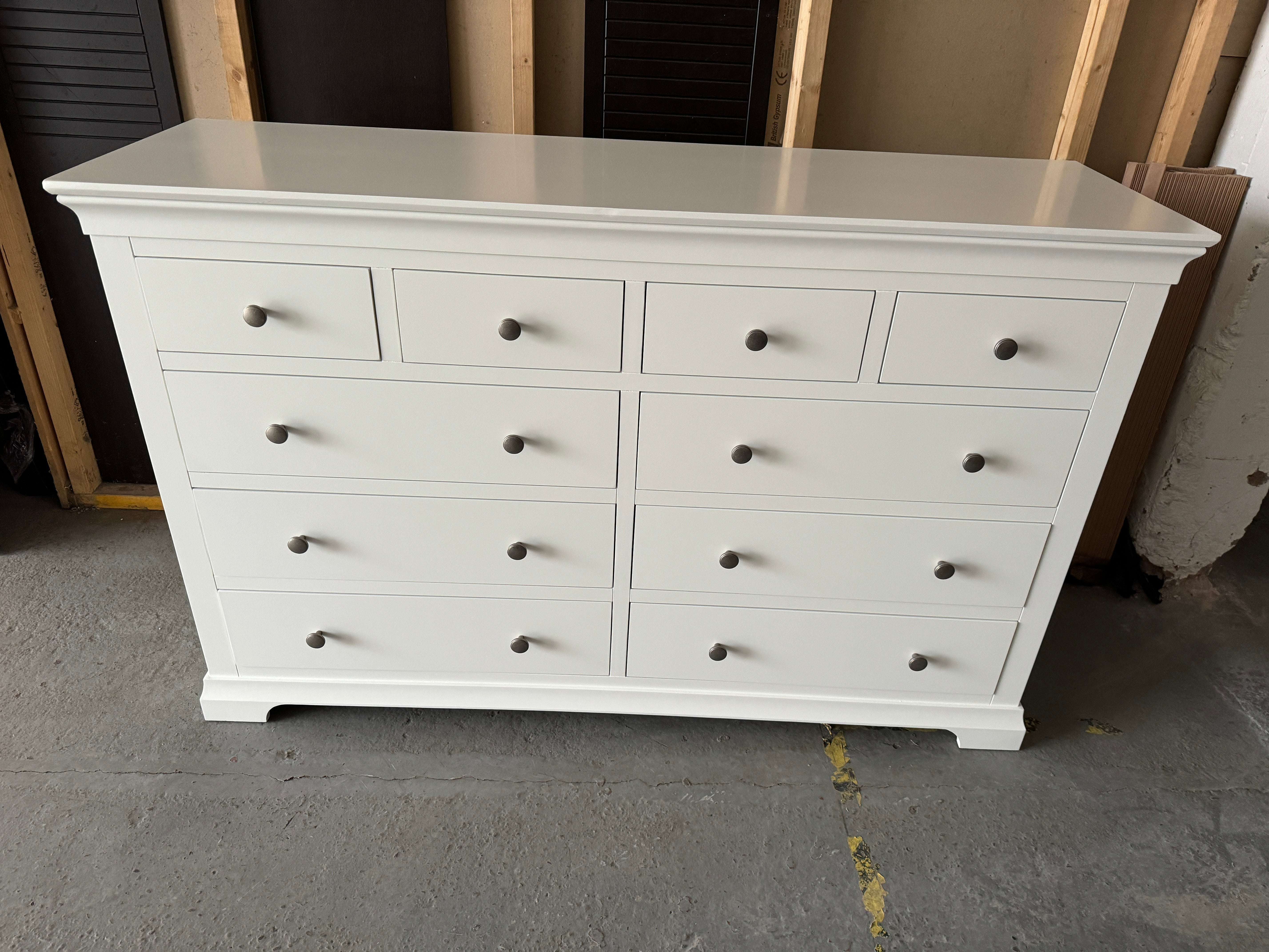 Chantilly Warm White 10 Drawer Chest Quality Furniture Clearance Ltd