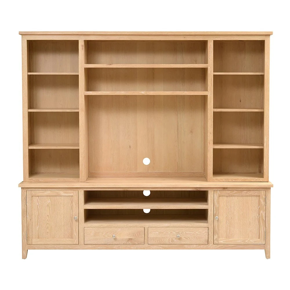 Inglesham Whitewash Oak TV and Media Storage Unit Quality Furniture Clearance Ltd