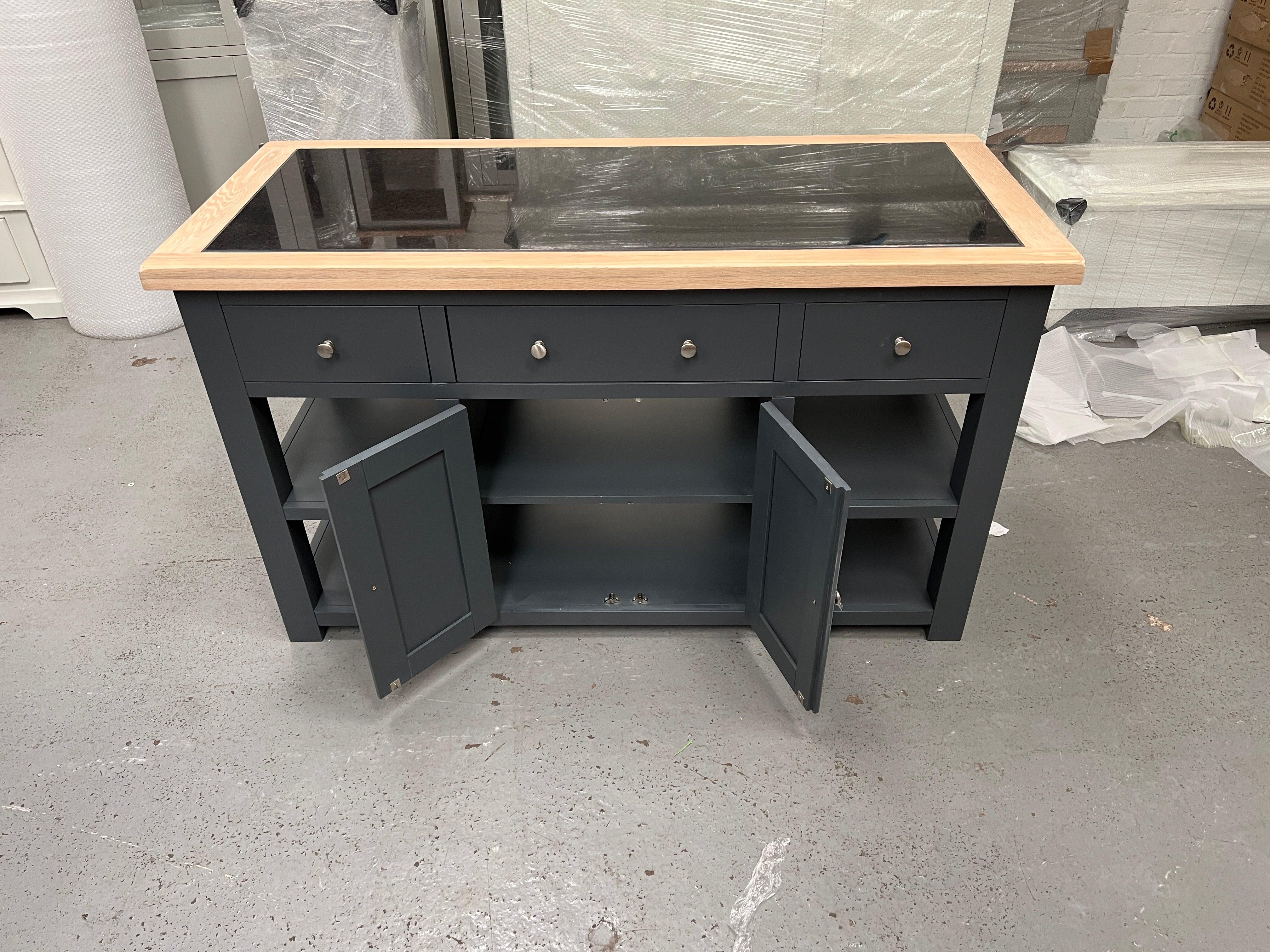 Chester Charcoal kitchen island with cupboard. Quality Furniture Clearance Ltd
