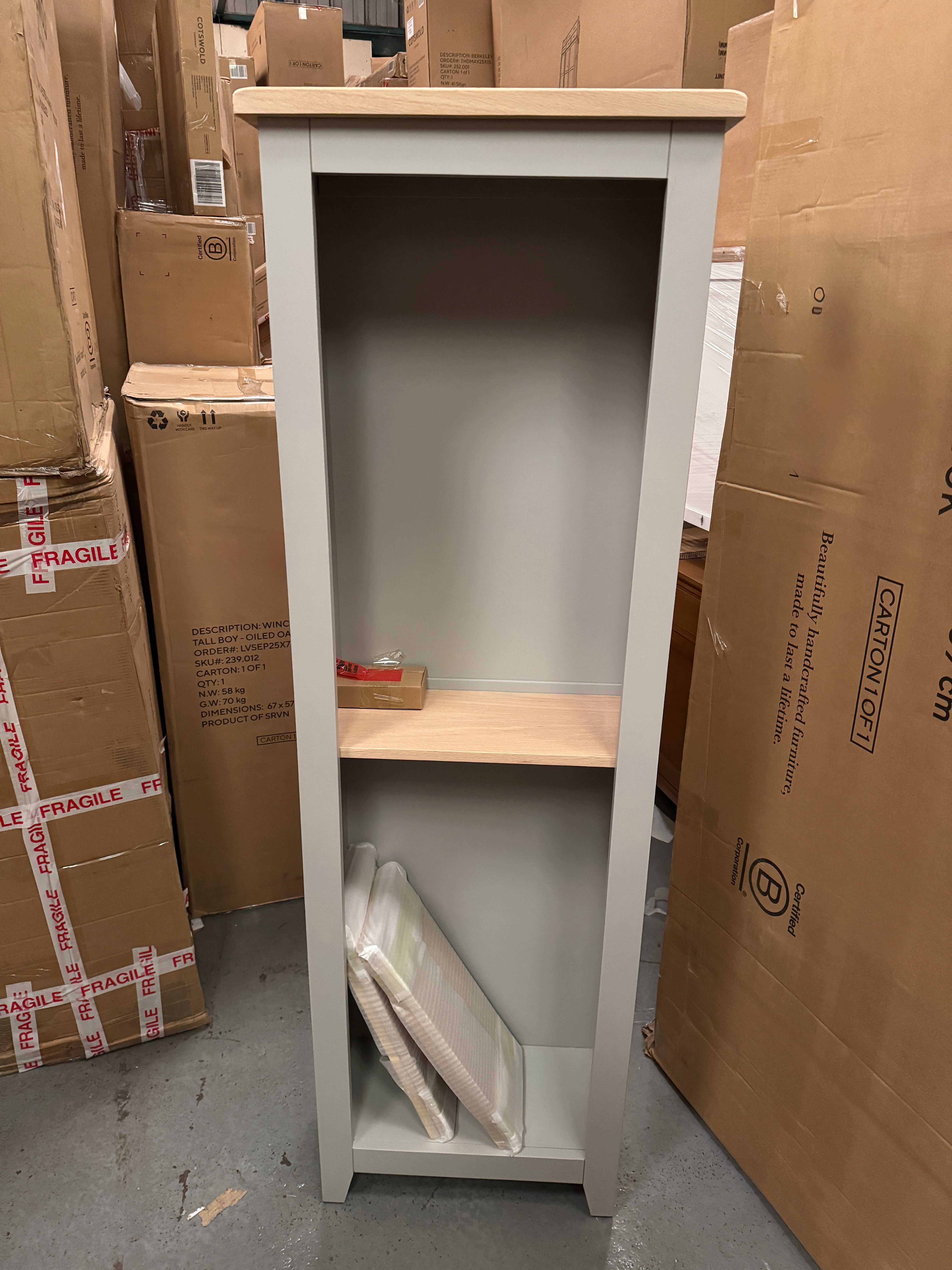 Chester Dove Grey Tall Slim Bookcase Quality Furniture Clearance Ltd