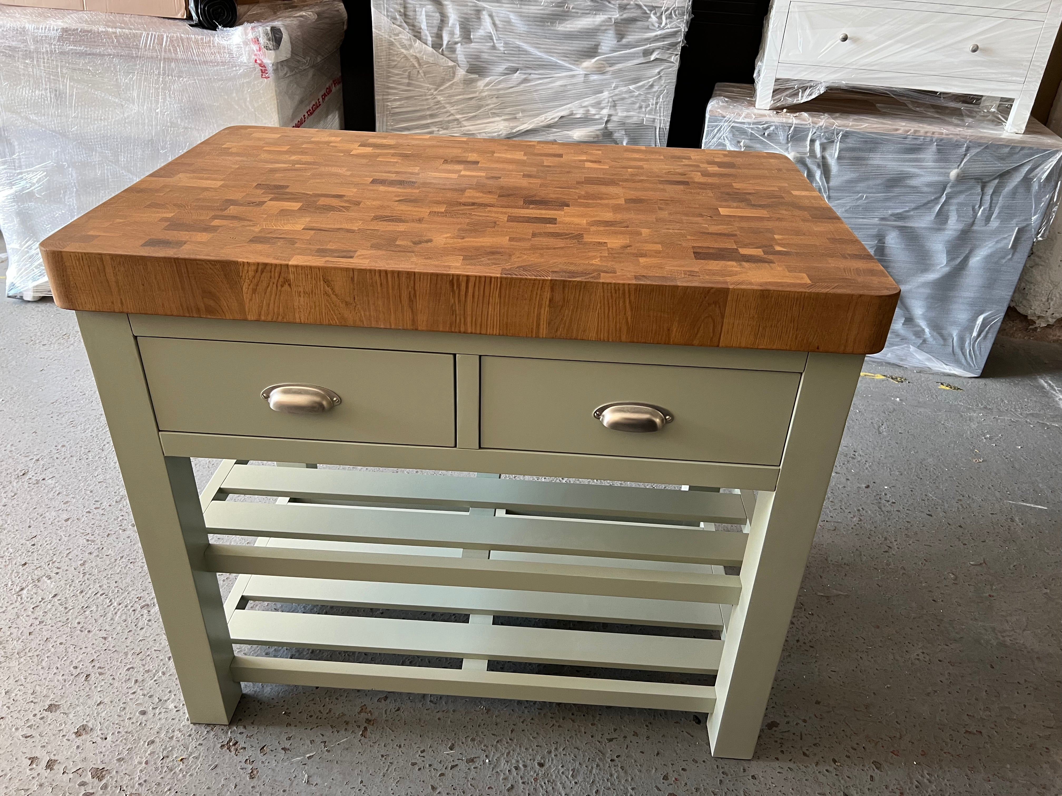 Sussex Sage Green Kitchen Island Quality Furniture Clearance Ltd