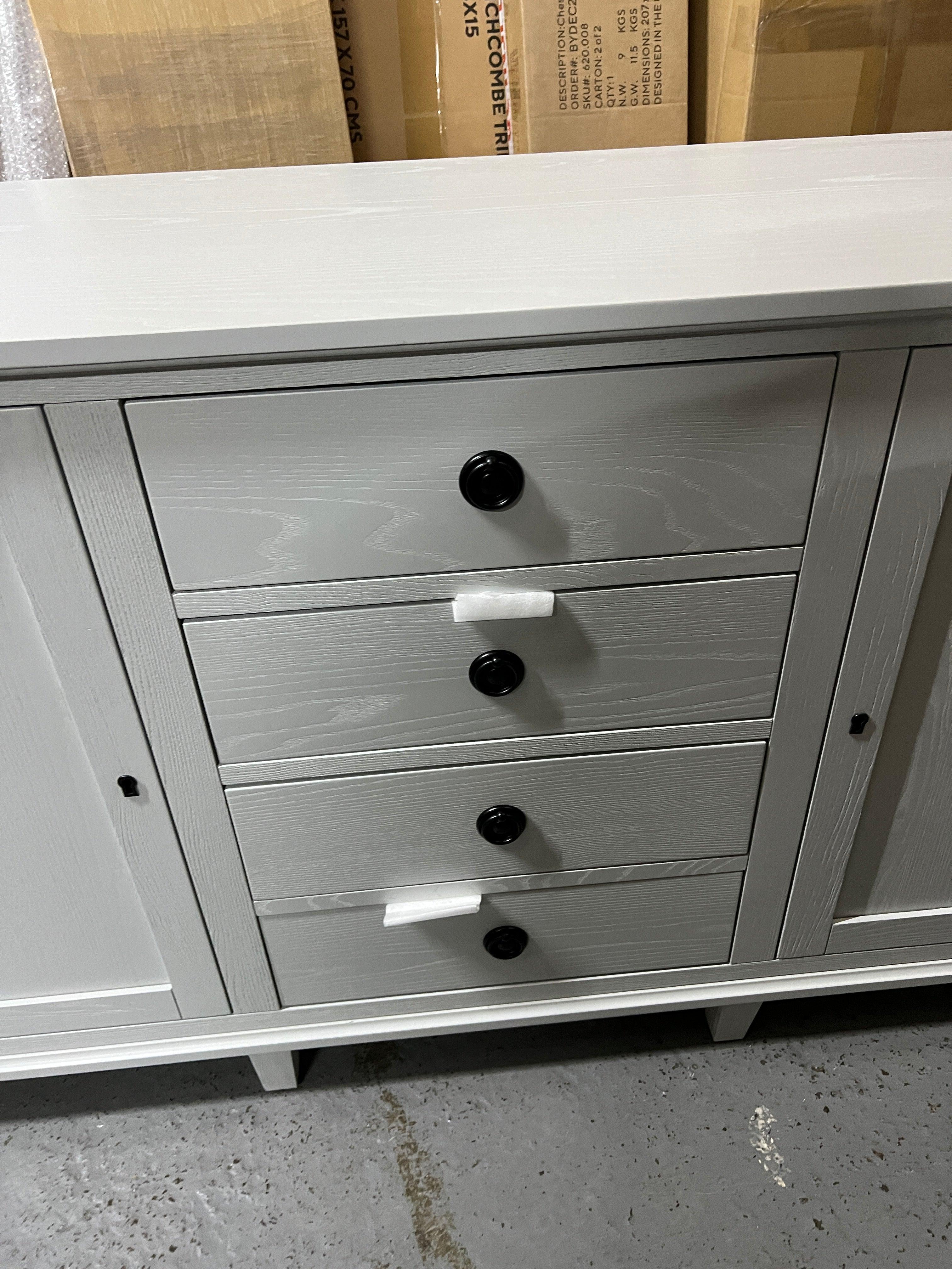 Charlbury Mineral Grey Large Sideboard With Drawers Quality Furniture Clearance Ltd