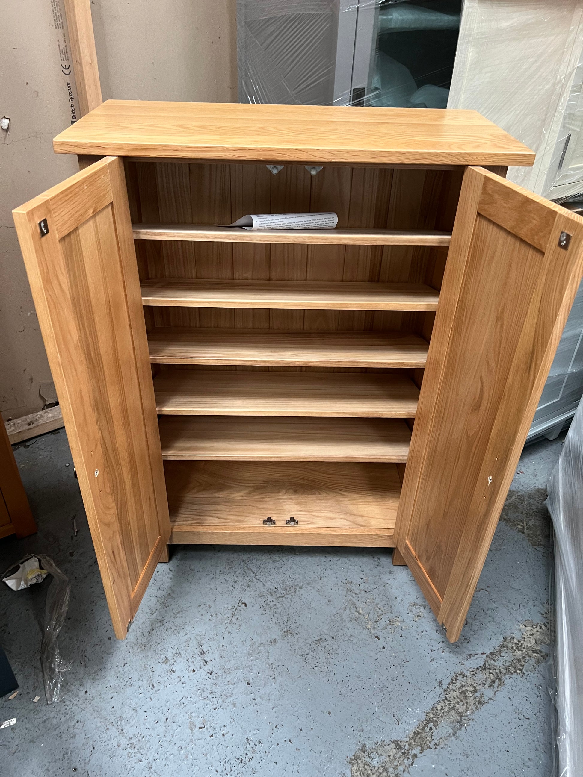Oakland rustic oak large shoe cupboard Quality Furniture Clearance Ltd