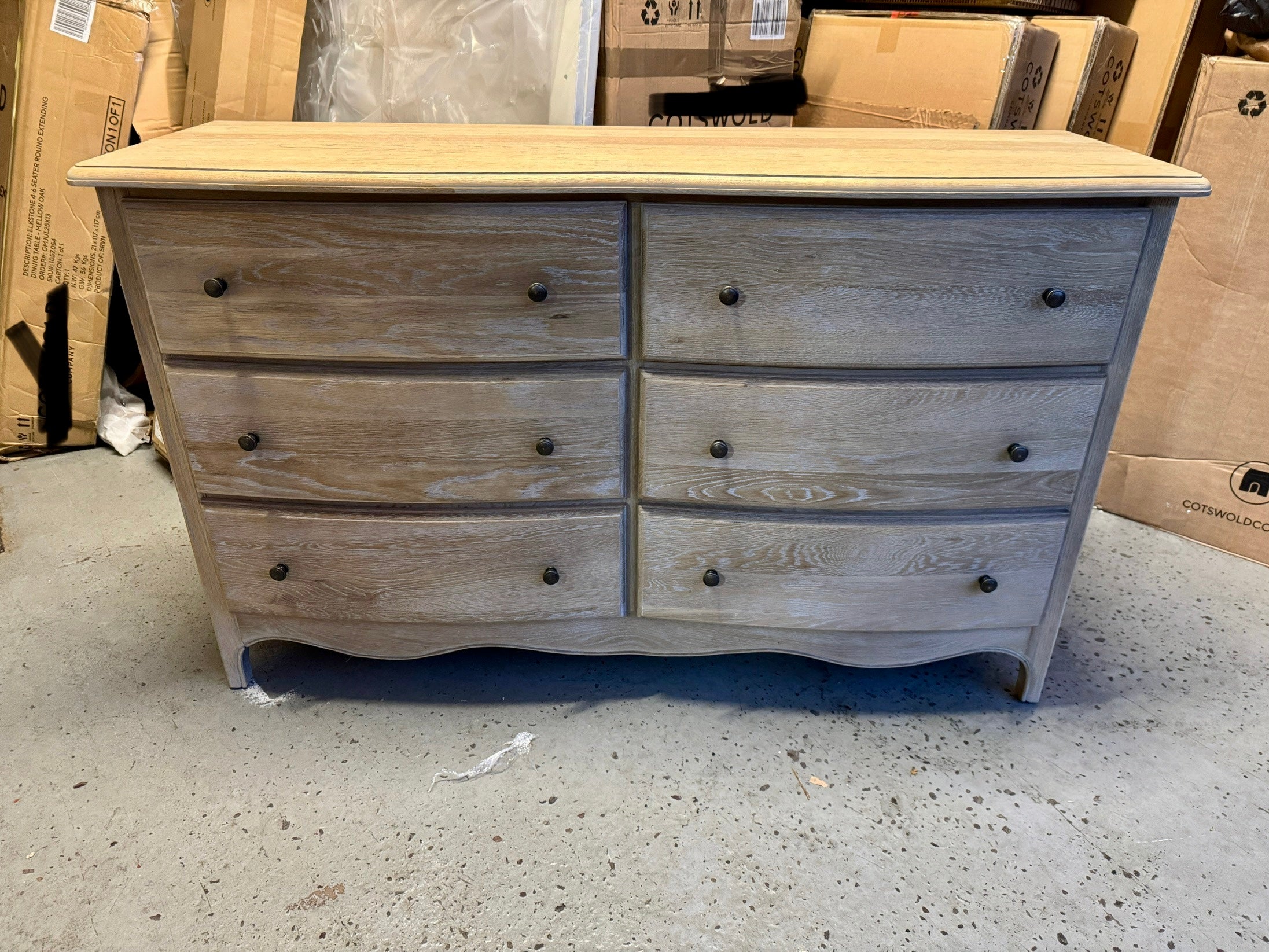 Camille Limewash Oak 6 Drawer Chest Quality Furniture Clearance Ltd