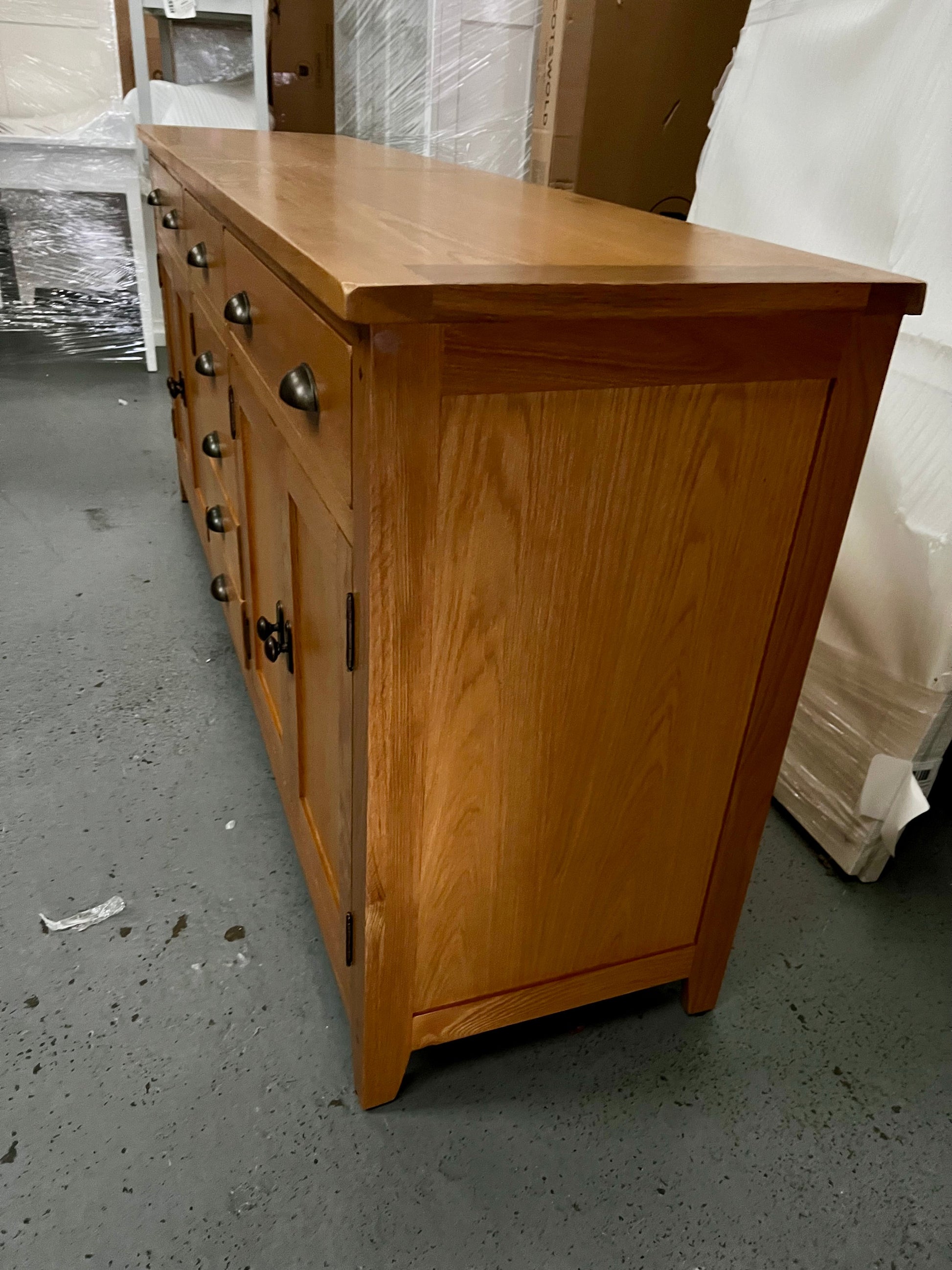 Oakland Rustic Oak New Grand Sideboard Quality Furniture Clearance Ltd