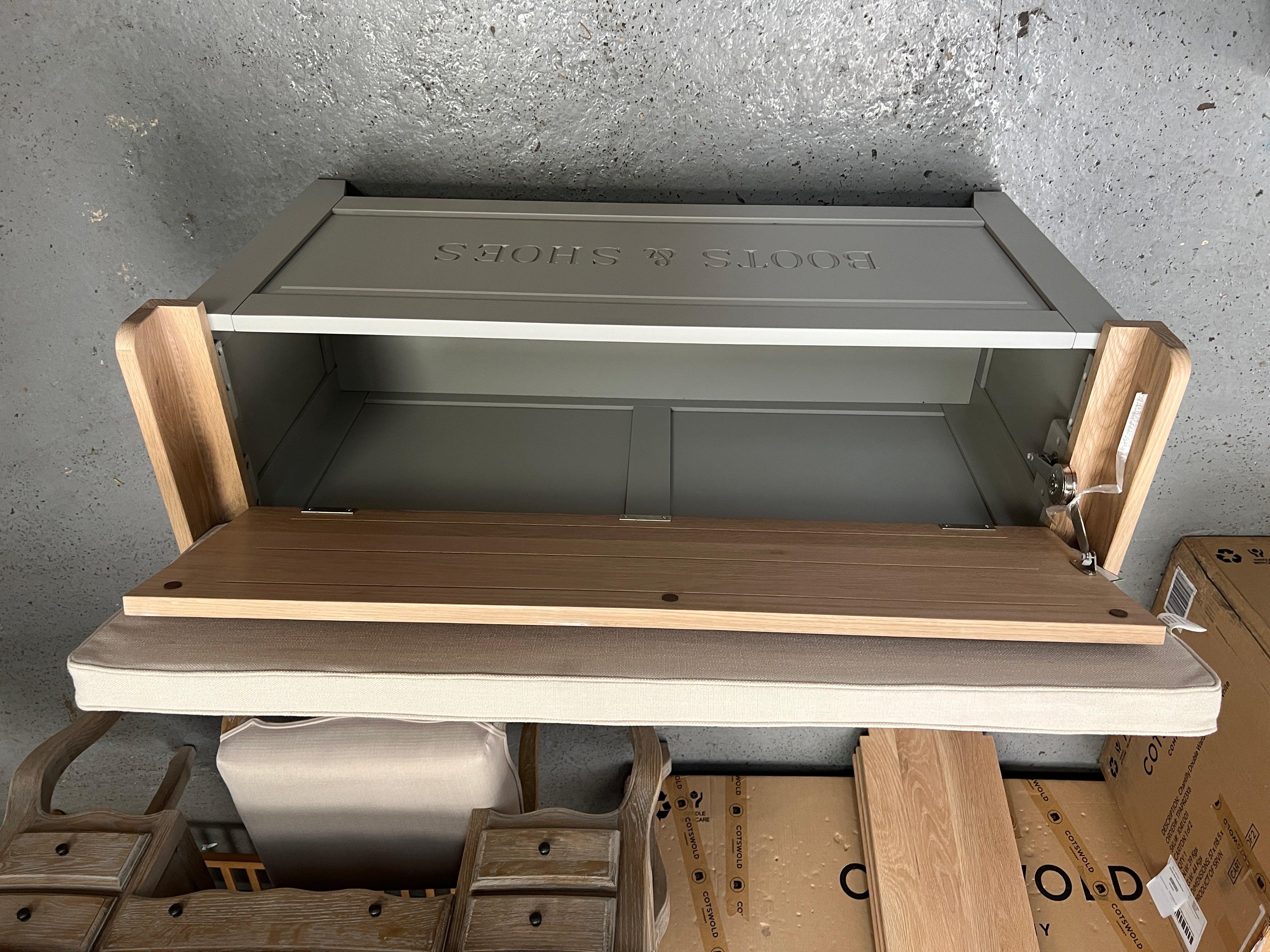 Chester Dove Grey Large Shoe Storage Trunk and Bench furniture delivered