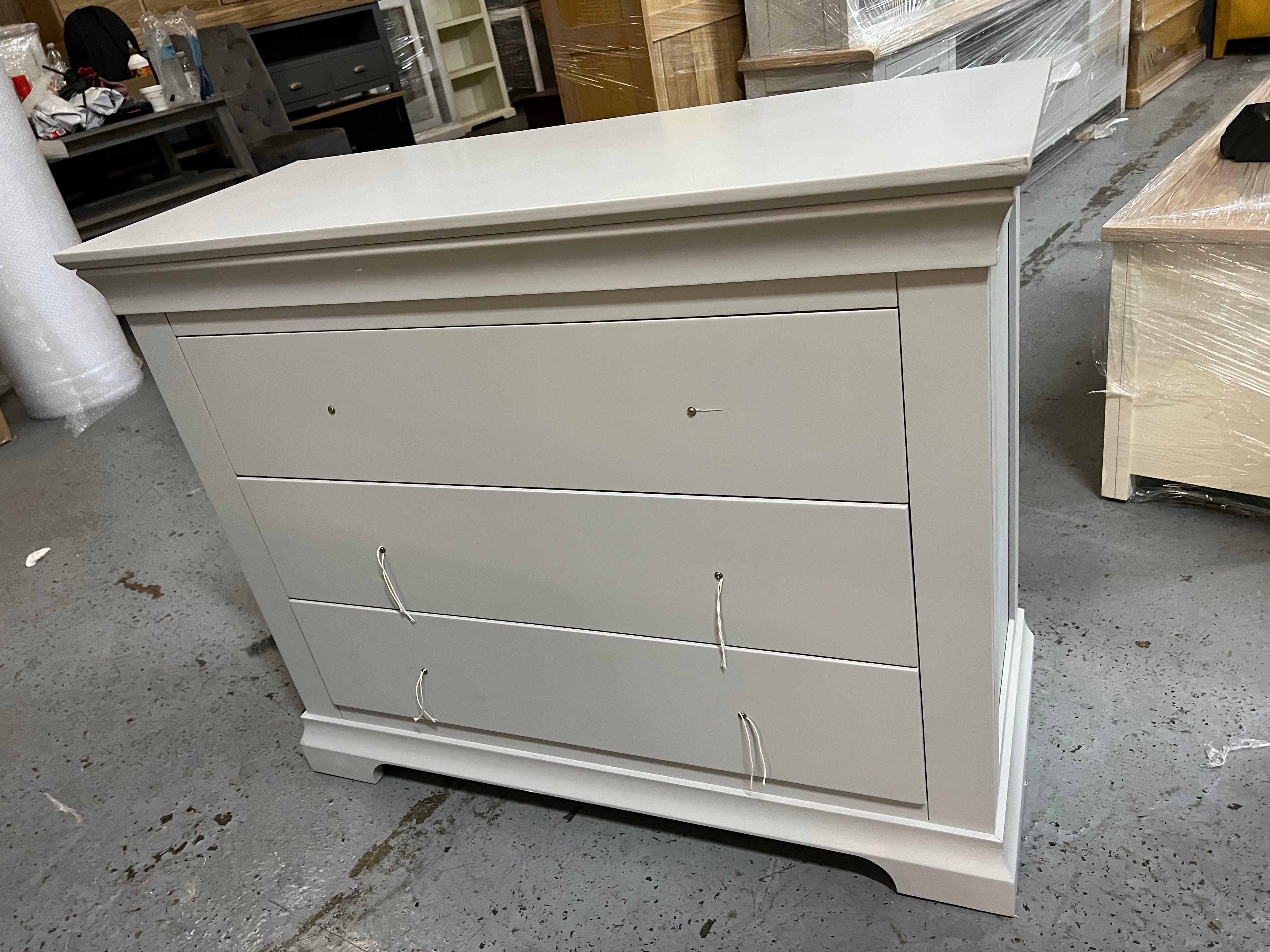 CHANTILLY PEBBLE GREY 3 Drawer Petite Chest Quality Furniture Clearance Ltd