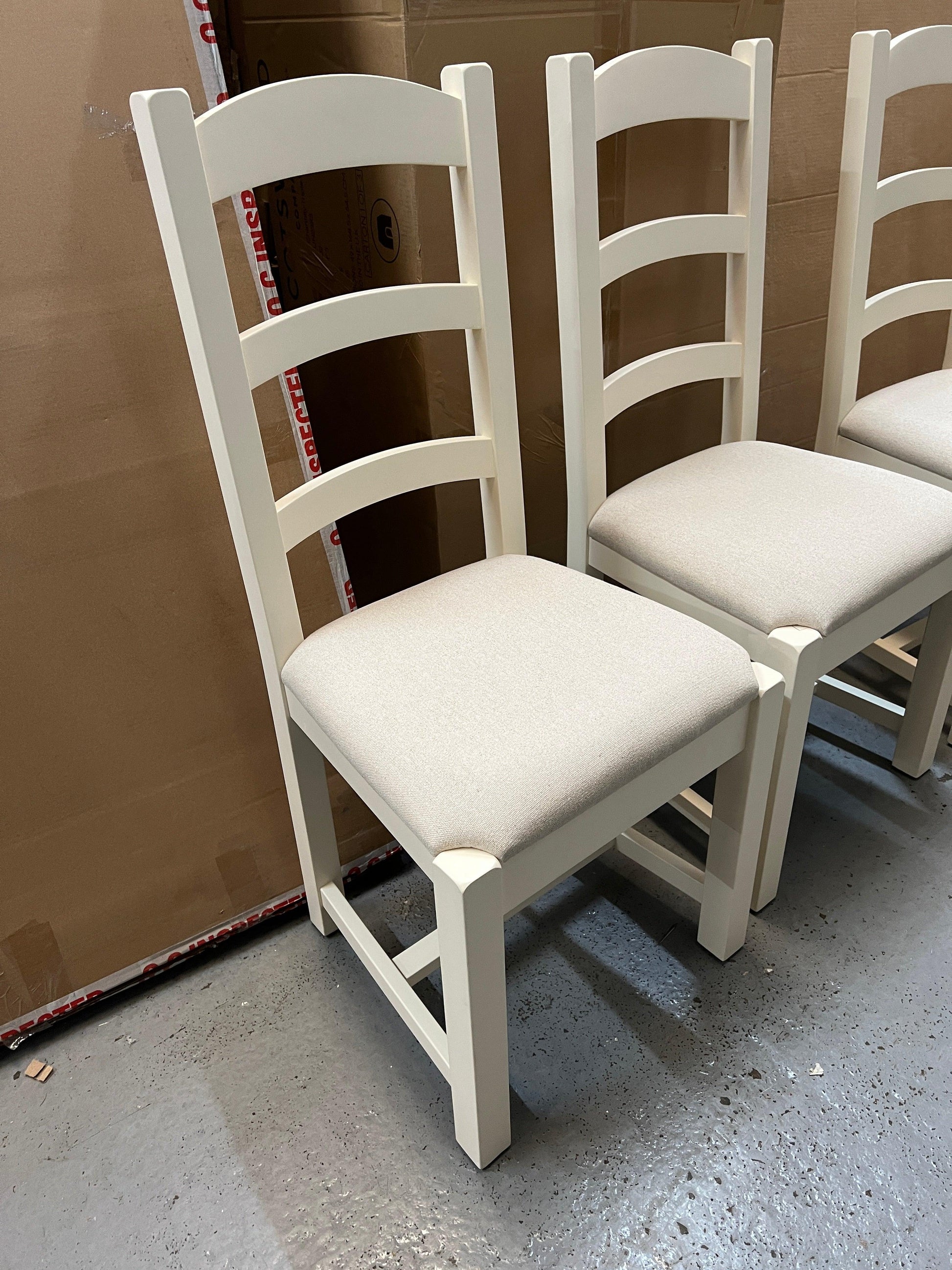 4 x SUSSEX COTSWOLD CREAM
Ladderback Chair Linen Seat Pad Quality Furniture Clearance Ltd