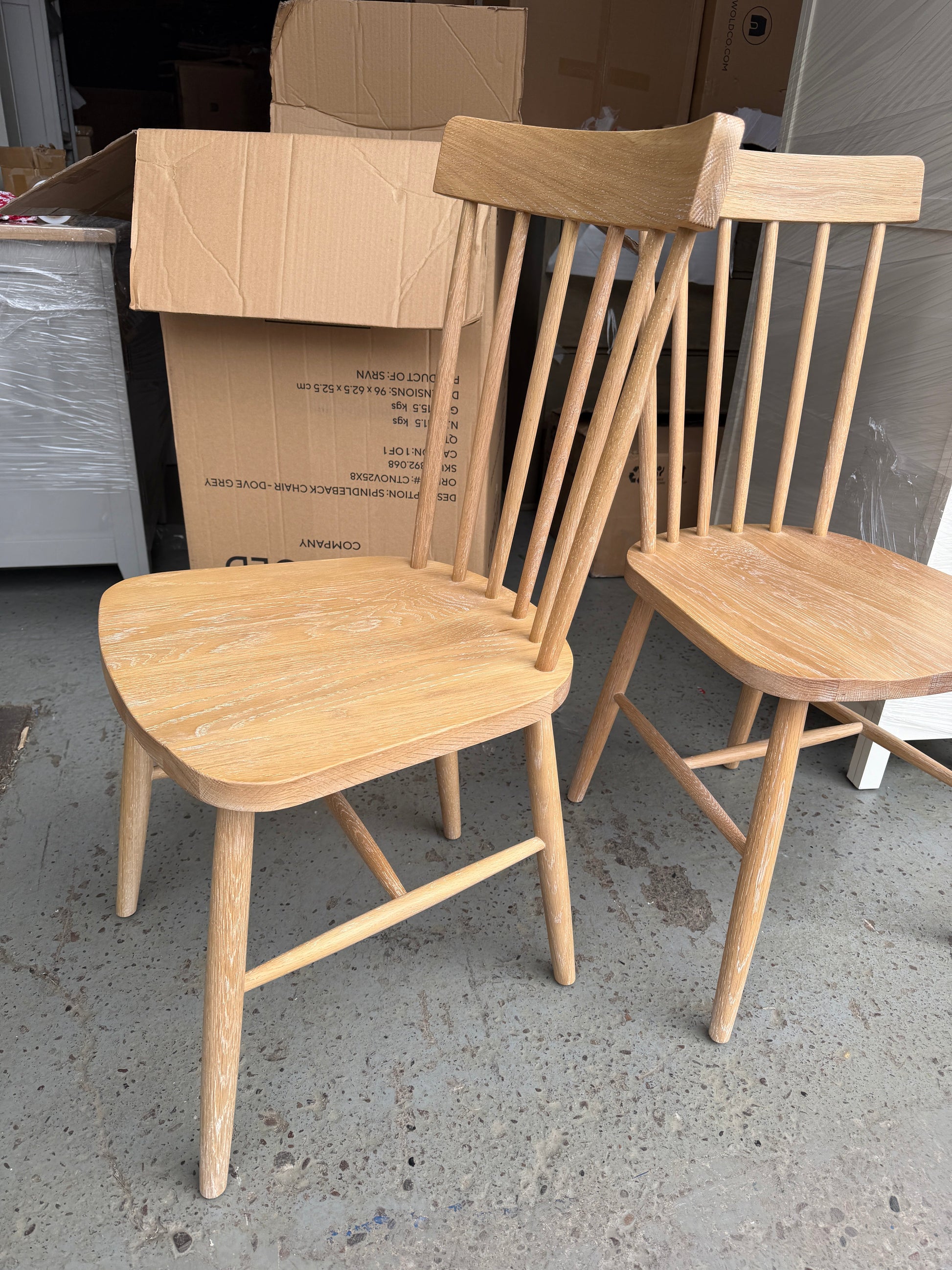 INGLESHAM WHITEWASH OAK Spindleback Chair (Set of two) Quality Furniture Clearance Ltd