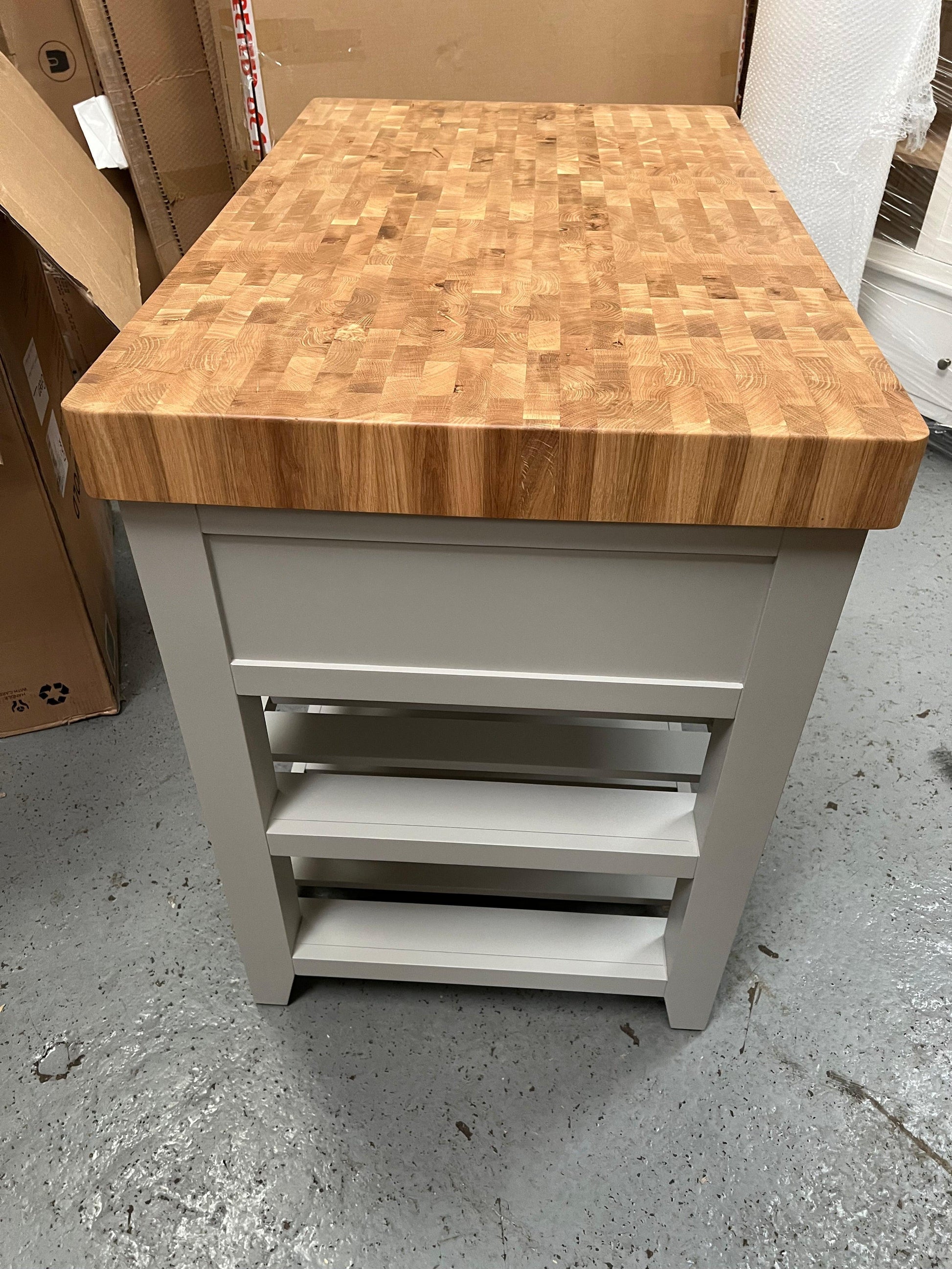 CHESTER DOVE GREY Butcher Block Island Quality Furniture Clearance Ltd