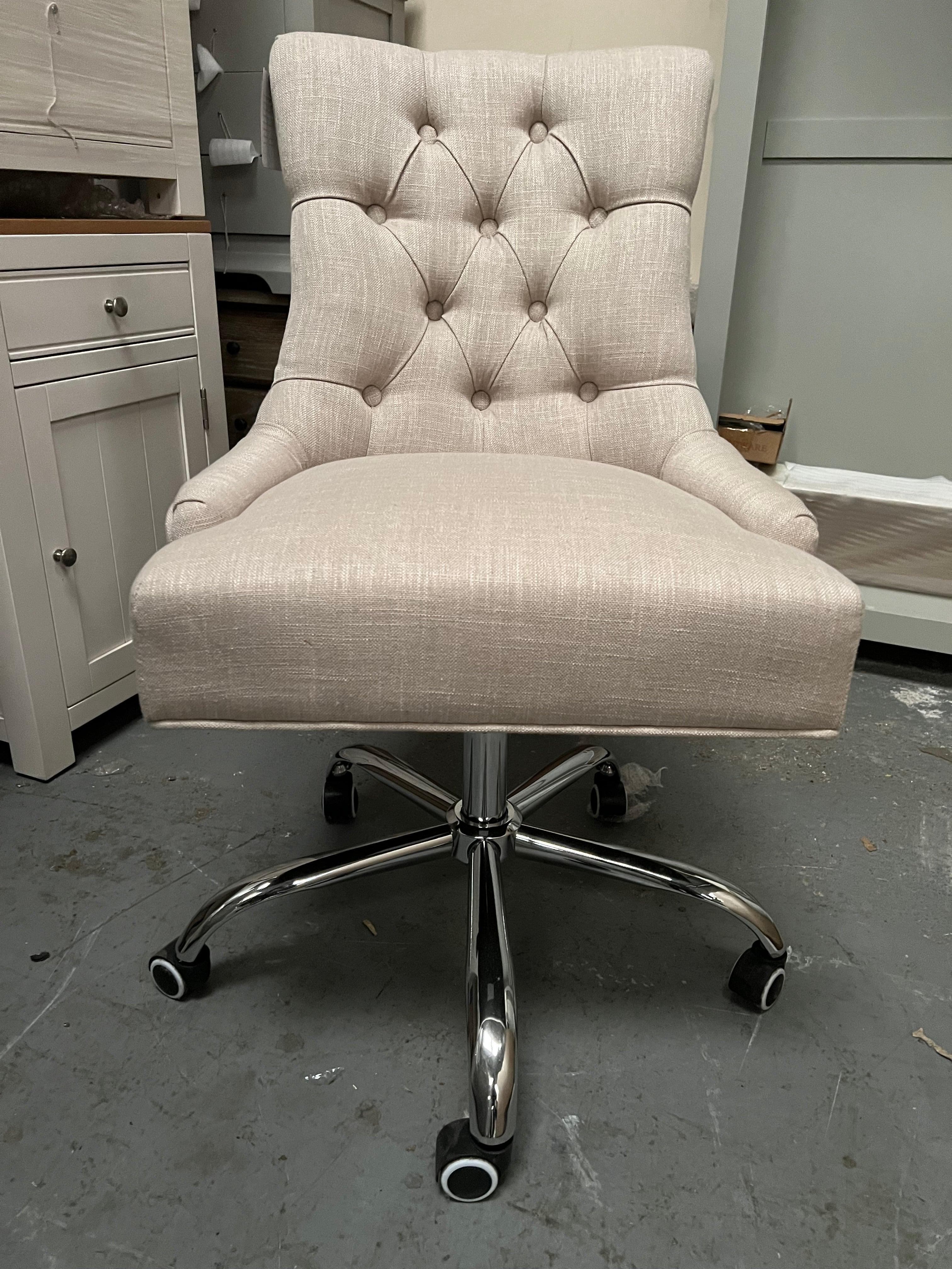 Upholstered Office Chair - Stone Linen Quality Furniture Clearance Ltd