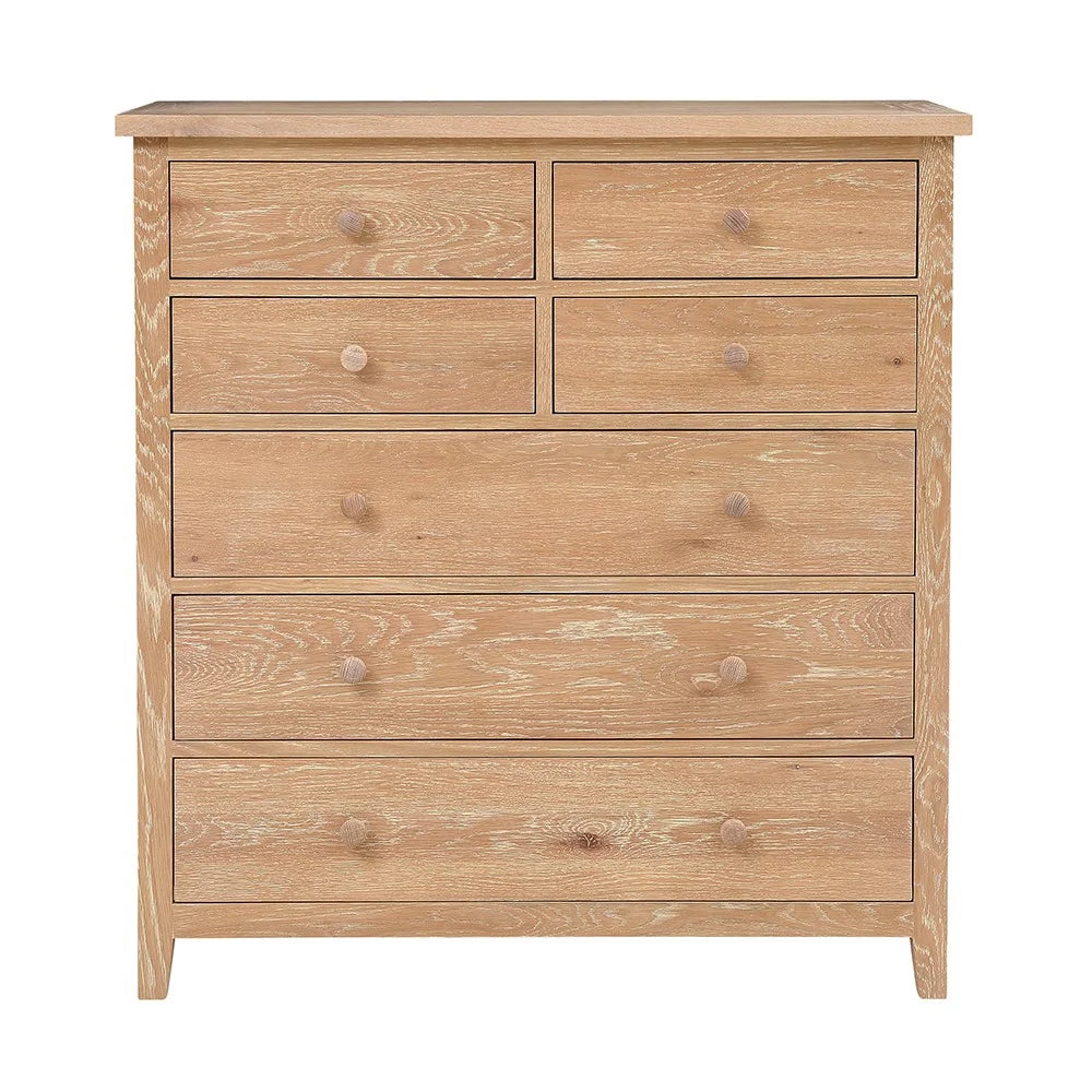 INGLESHAM WHITEWASH OAK 7 Drawer Chest Quality Furniture Clearance Ltd