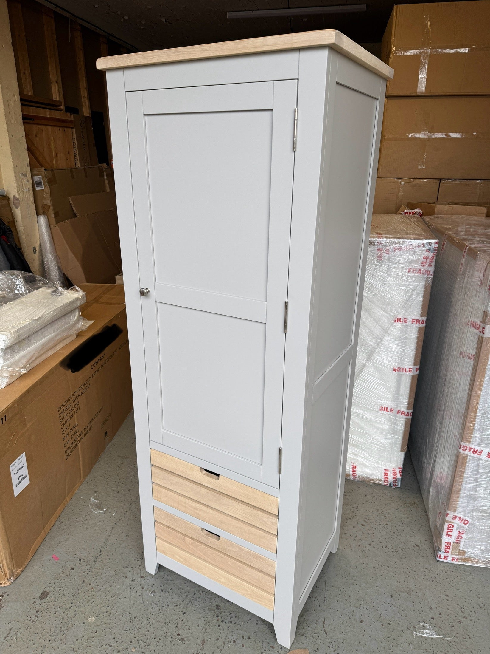 Chester Dove Grey Narrow Larder Quality Furniture Clearance Ltd